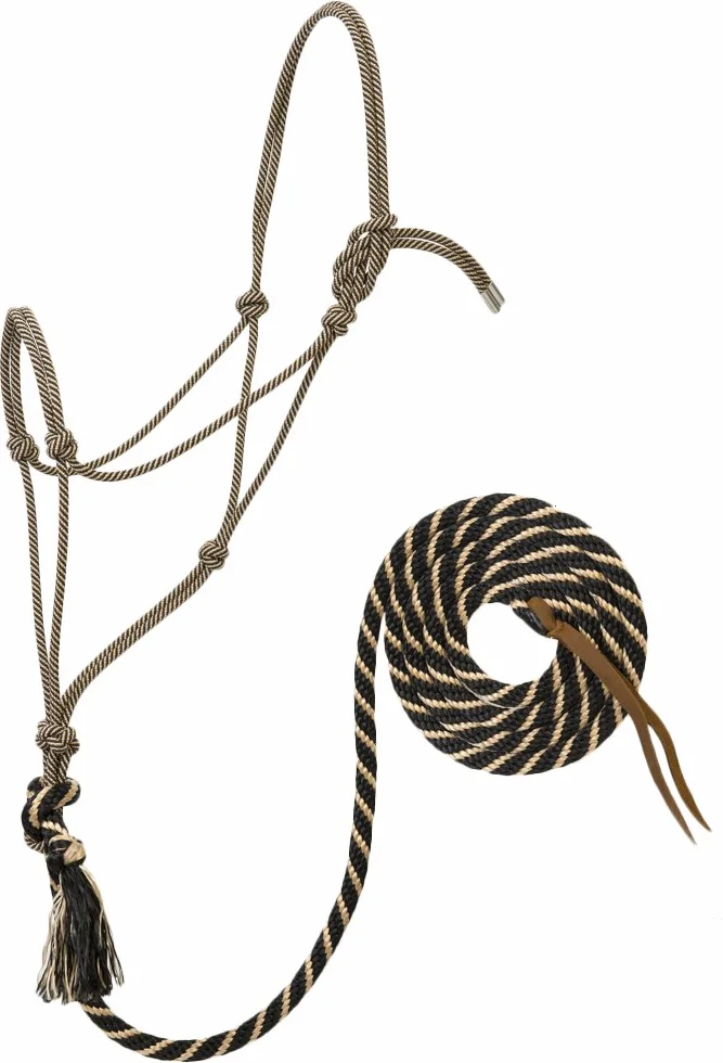 Weaver Leather Silvertip nr 95 wiązana linka ze smyczą 25 cm, średnia, czarna/brązowa