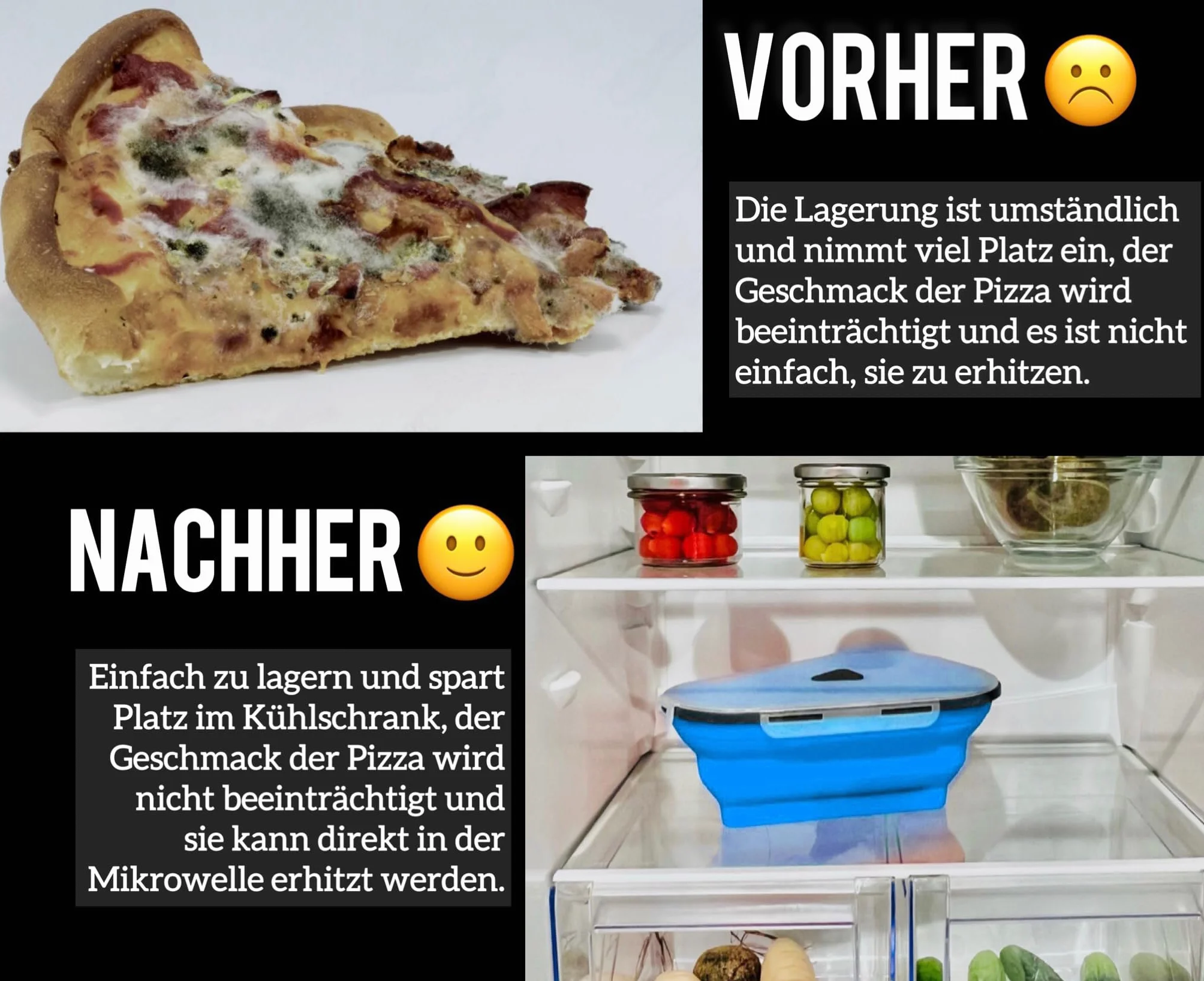 Silikonowe składane pudełko na pizzę niebieskie
