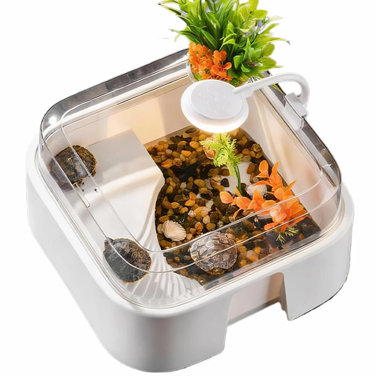 Zestaw Akwarium Dla Żółwi Antyucieczkowy Terrarium z Oświetleniem | Zestaw Akwarium Gadów Oraz Żółwi Lądowych dla Krabów Palmaowych Żółwi Agam Brodatych Węży i Pająków do Domu i Biura