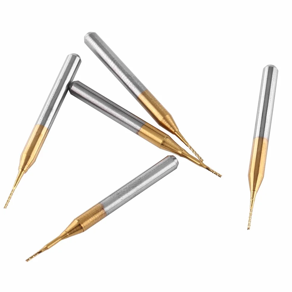 10 sztuk frezy trzpieniowe ze stali wolframowej, frezy walcowe, grawerowanie, bity 3,175 mm, średnica ostrza 0,6 mm