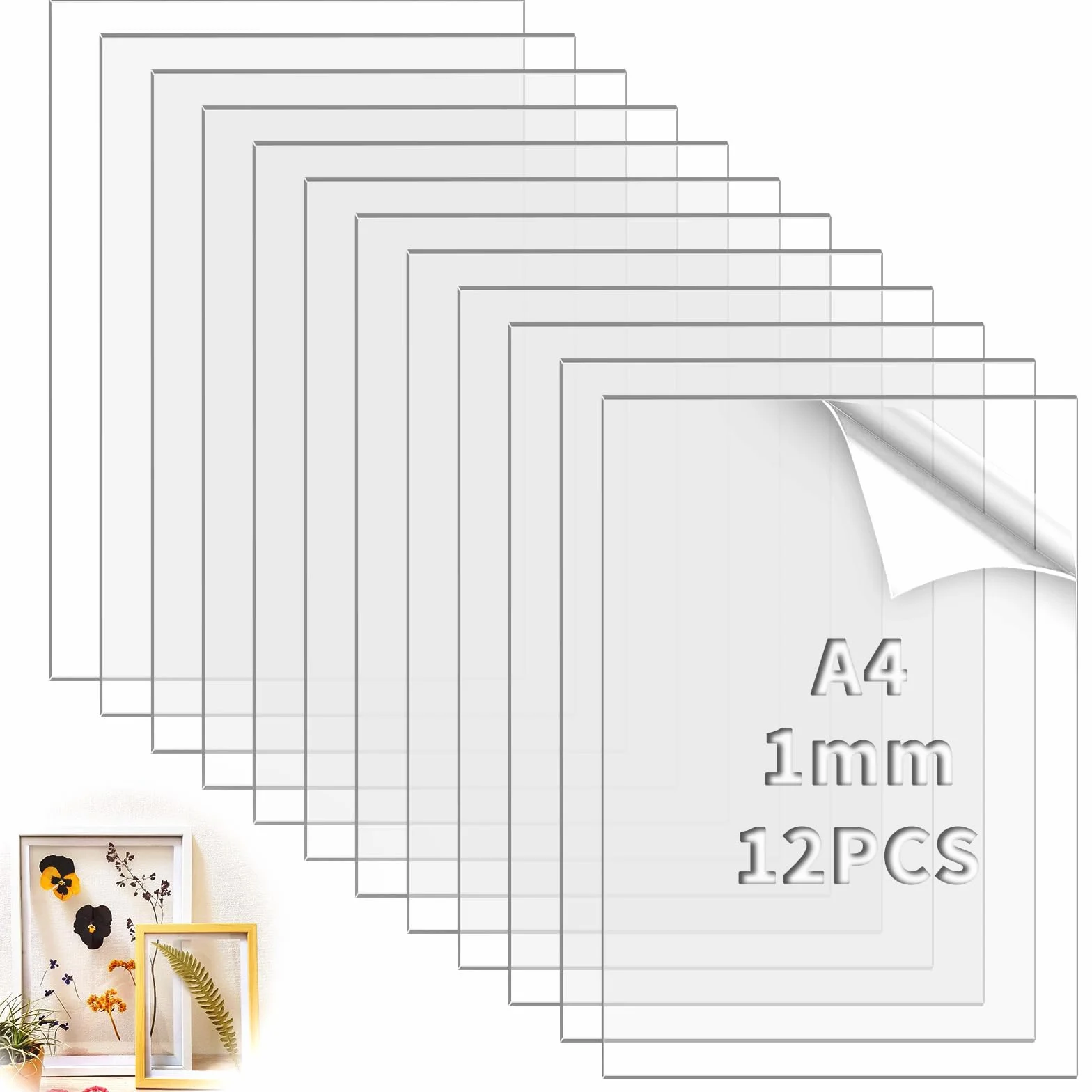 Płyty akrylowe A4 przezroczyste 1 mm 29,7 x 21 cm 12 sztuk