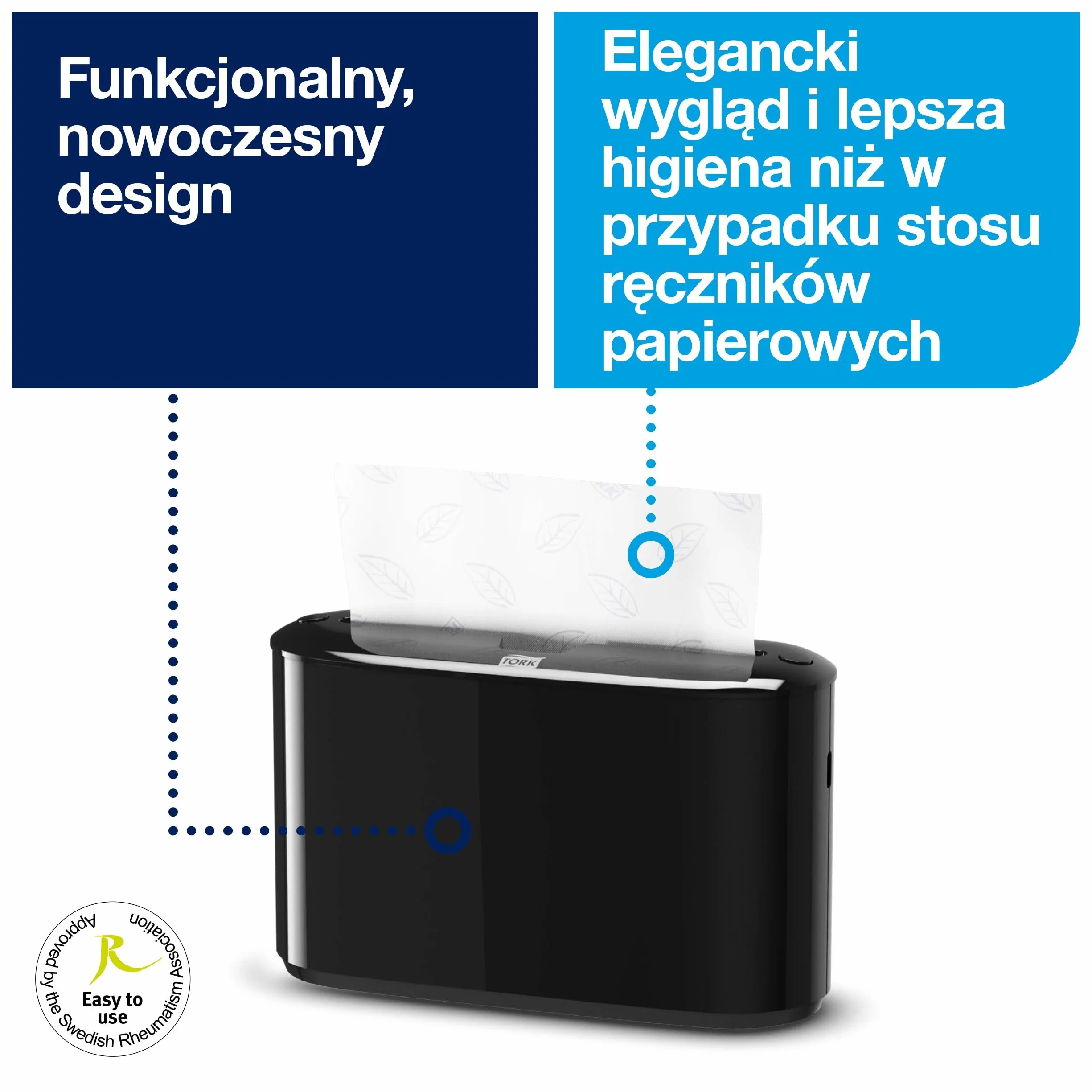 Tork Xpress nablatowy dozownik do ręczników Multifold czarny H2, pojedyncze dozowanie, linia Elevation, 552208