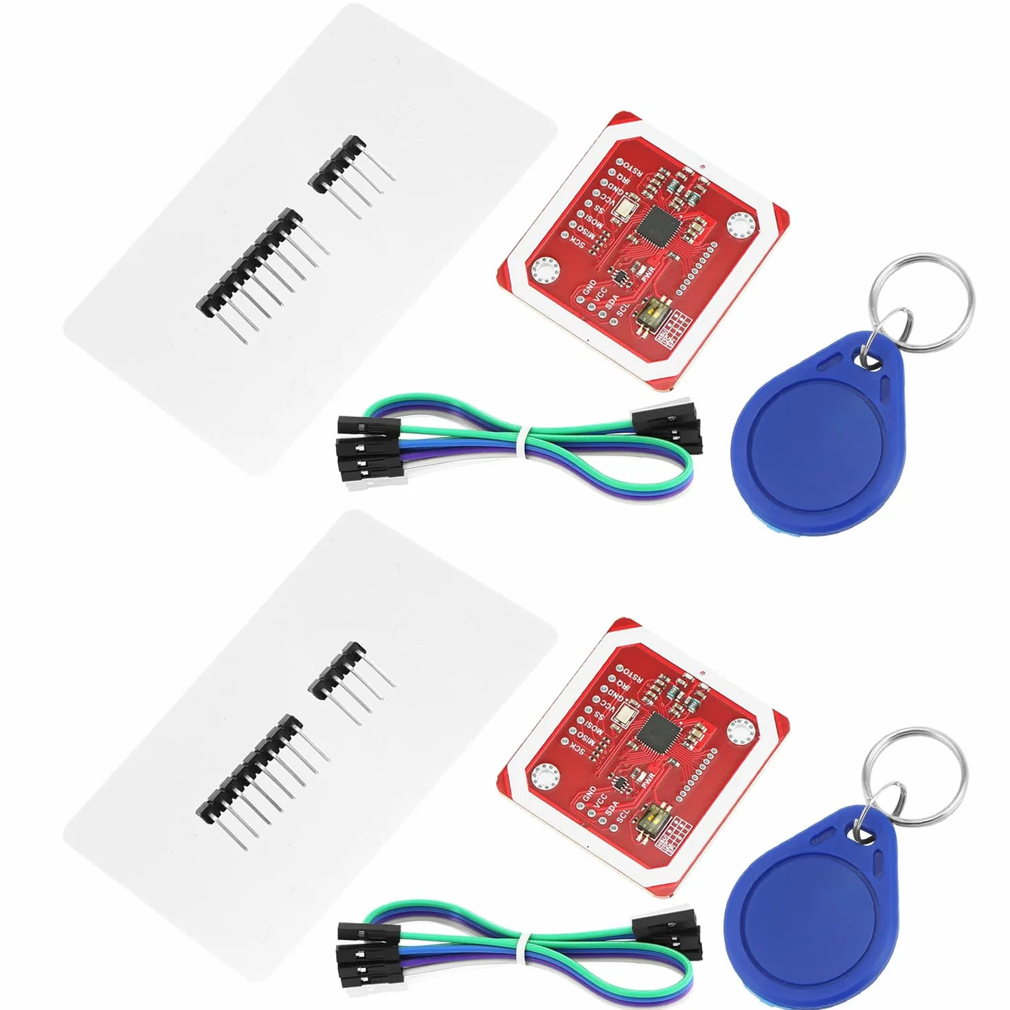 QWORK® 2 sztuki PN532 NFC RFID V3 moduł Kit, czytnik NFC i RFID z uchwytem I2C, SPI i HSU