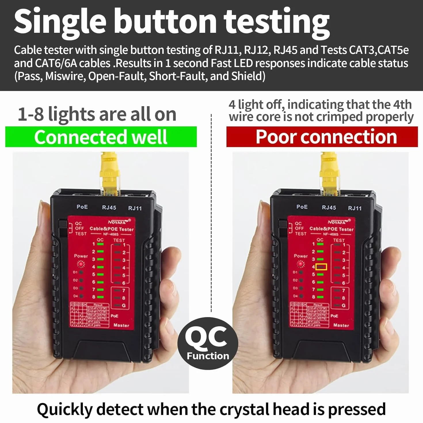 NOYAFA NF-468S Tester i mapper kabli POE Ethernet RJ45 RJ11 CAT5 CAT6 CAT5E CAT6A
