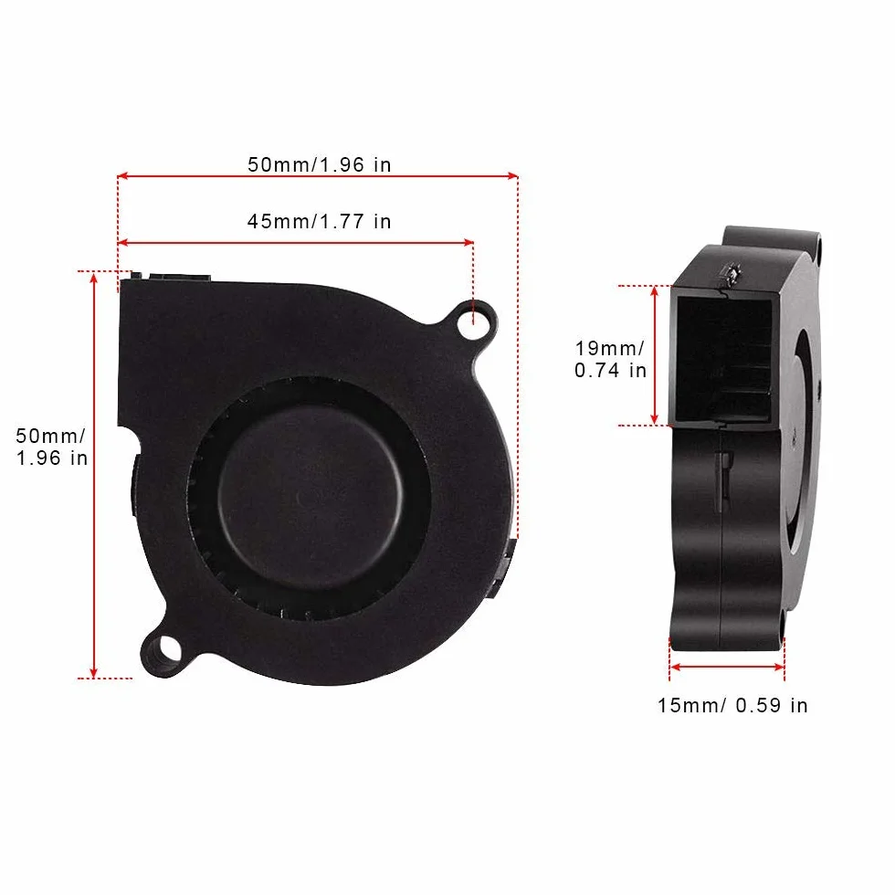 Wentylator 24 V DC 50 x 50 x 15 mm do drukarki 3D - radial 5015 z kablem 1 m do radiatora - 2 sztuki