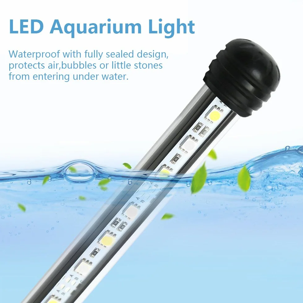 SolarNovo 18-112 cm LED oświetlenie akwarium podwodne lampa nasadowa wodoszczelna wtyczka UE z pilotem zdalnego sterowania zmiana kolorów RGB (1,8 x 71 cm, biała i niebieska)