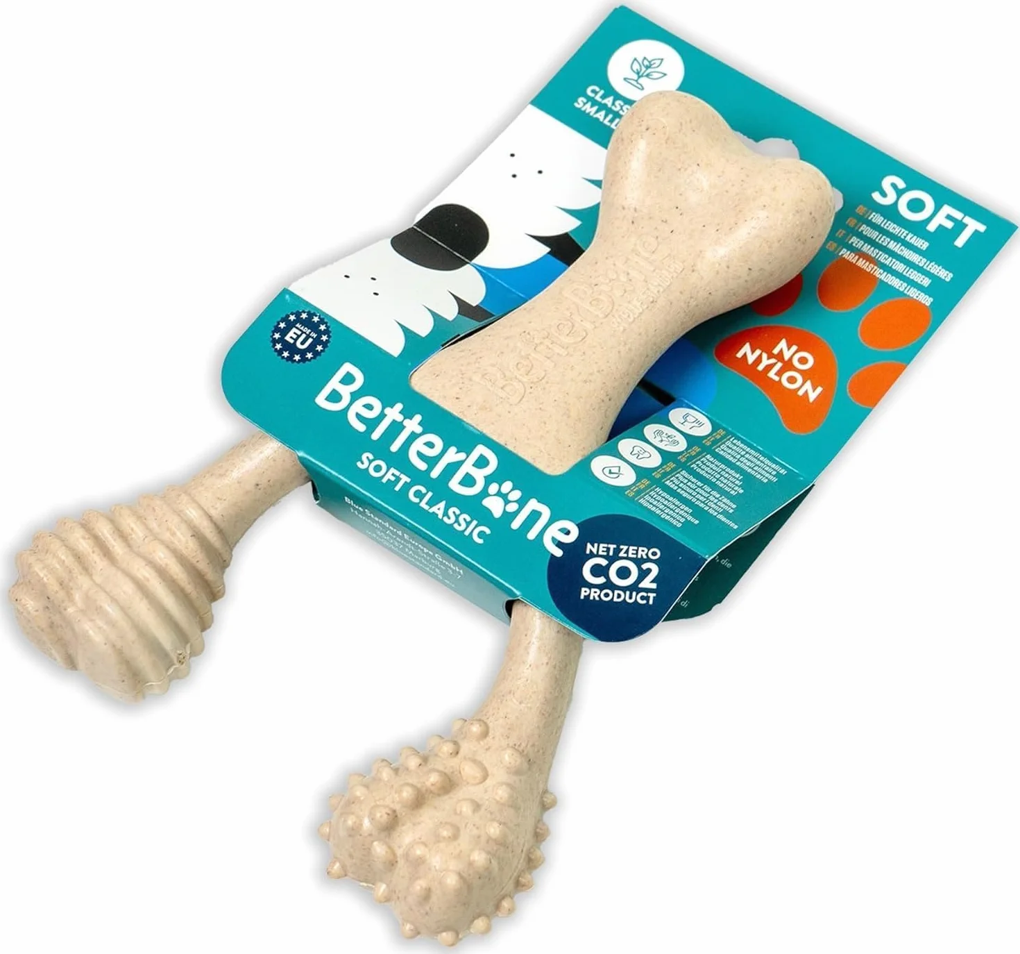 BetterBone - Zabawka dla psa do żucia - Small Soft Classic - wegańska kość do żucia dla psa, nylon i wolna od GMO na bazie celulozy, zabawka do żucia, miękka, neutralny smak, nie odpryskuje,