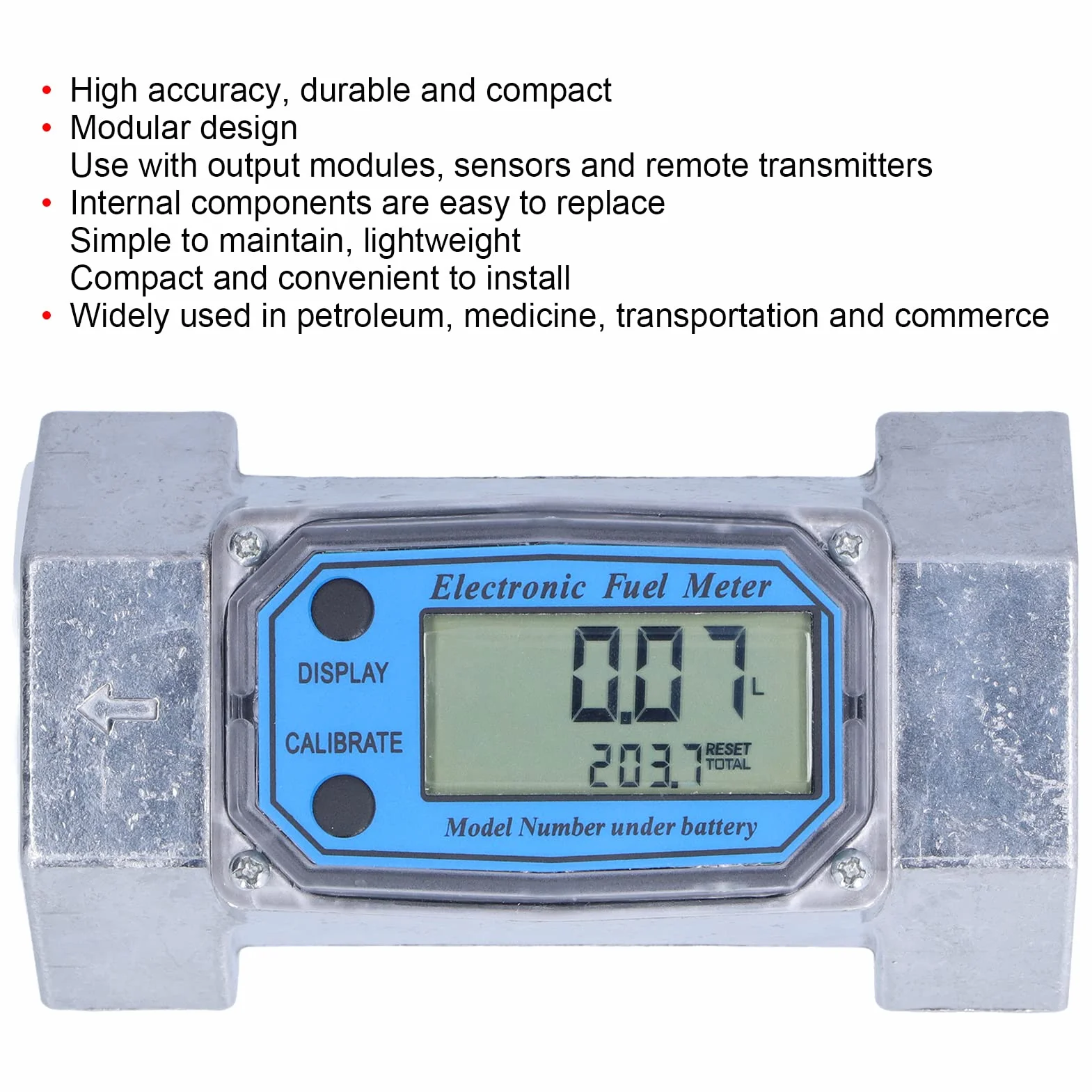 2-calowy Przepływomierz Turbinowy, od 35 do 200 L/min Elektroniczny Cyfrowy Przepływomierz Paliwa Płynnego Wody Gazowego 2,3 V-3,3 V LLW-50