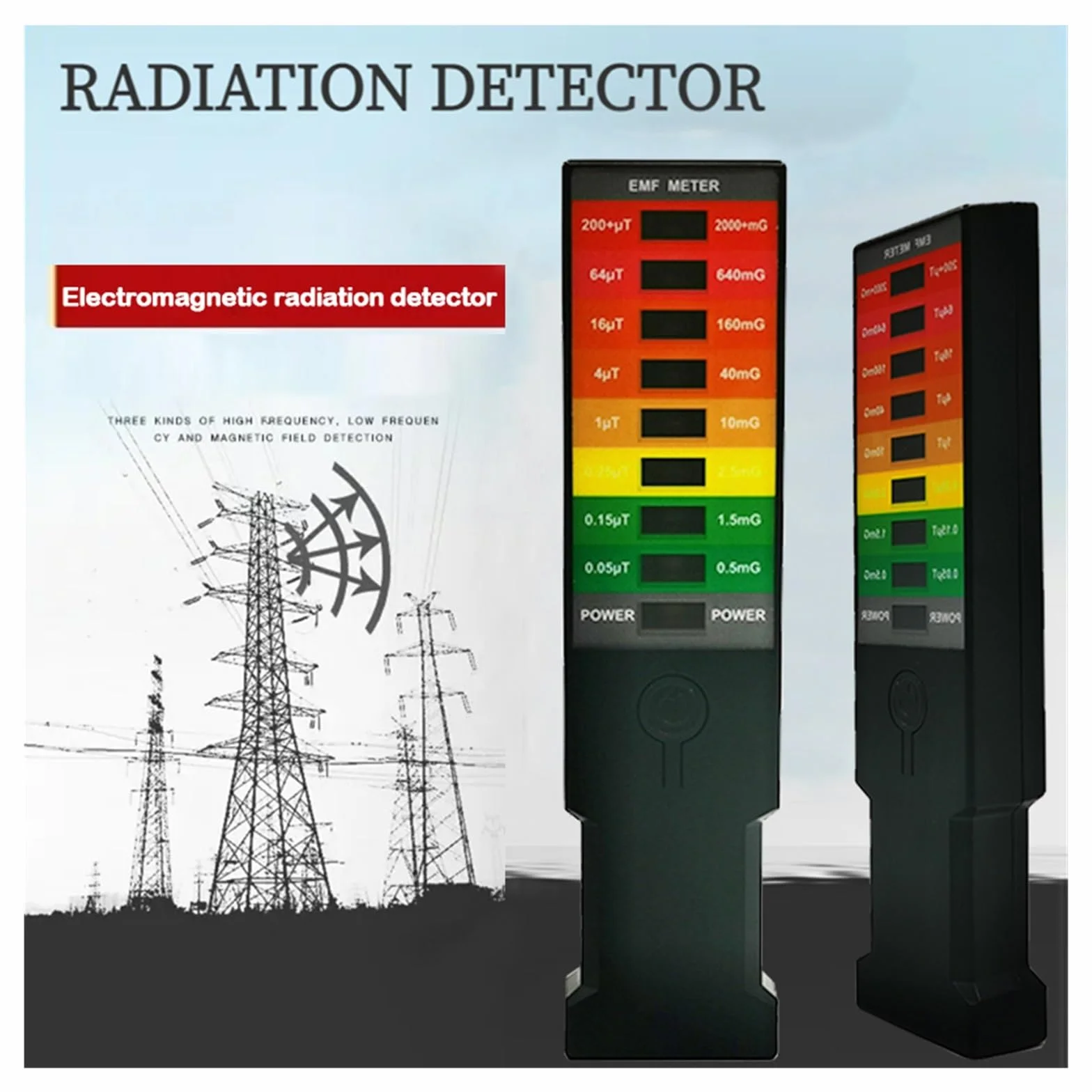 Detektor promieniowania, Pole elektromagnetyczne Miernik gaussa EMF Miernik EMF Monitor pola magnetycznego Środowiskowy detektor elektromagnetyczny Miernik Gaussa z 8 diodami LED
