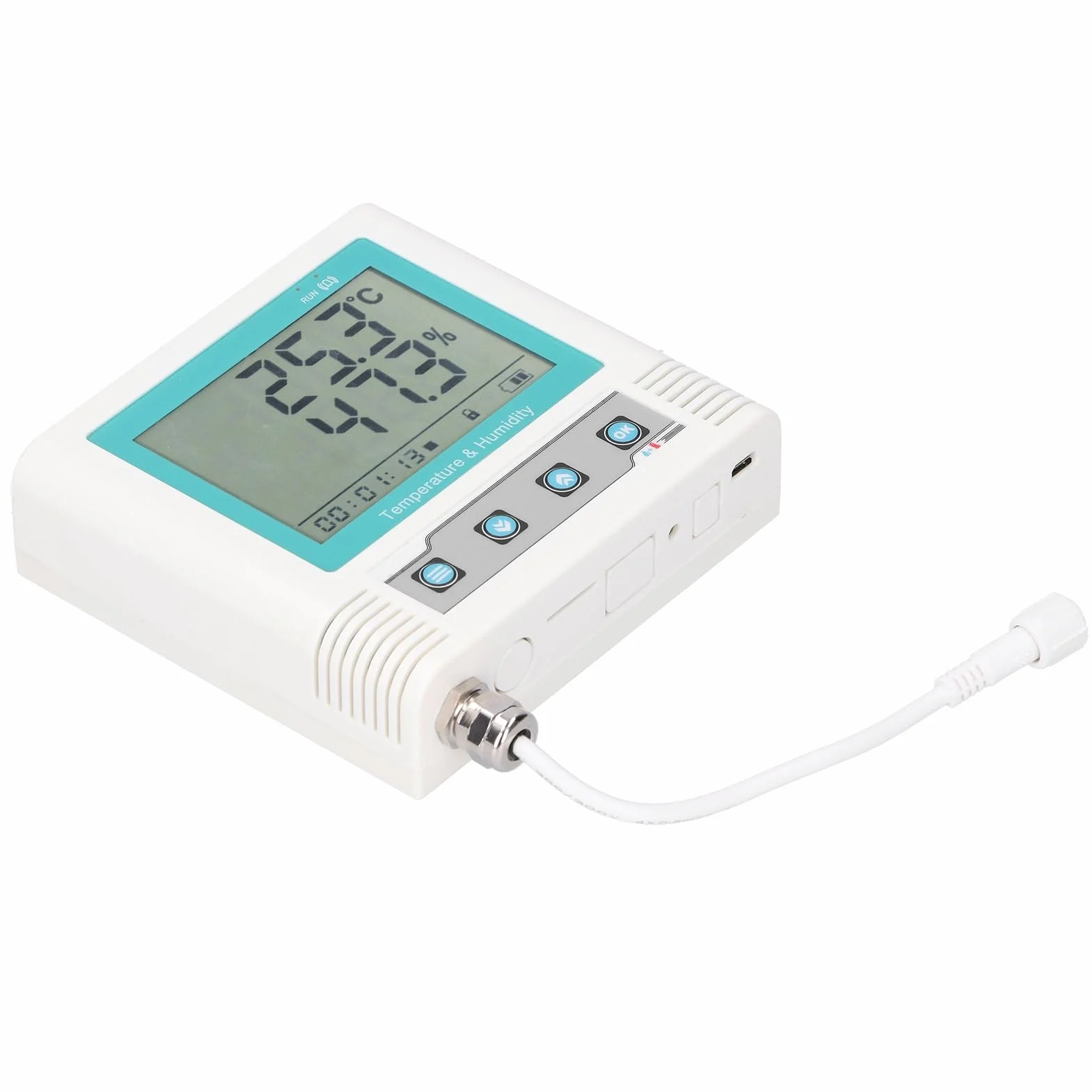 Rejestrator Wilgotności Temperatury USB, Rejestrator Danych i wilgotność LCD Wyświetl Rejestrator USB DC 5V Wysoka dokładność Brzęczyk Czujnika, Rejestrator Danych (Zestaw danych 26 W.) (Dane grupy