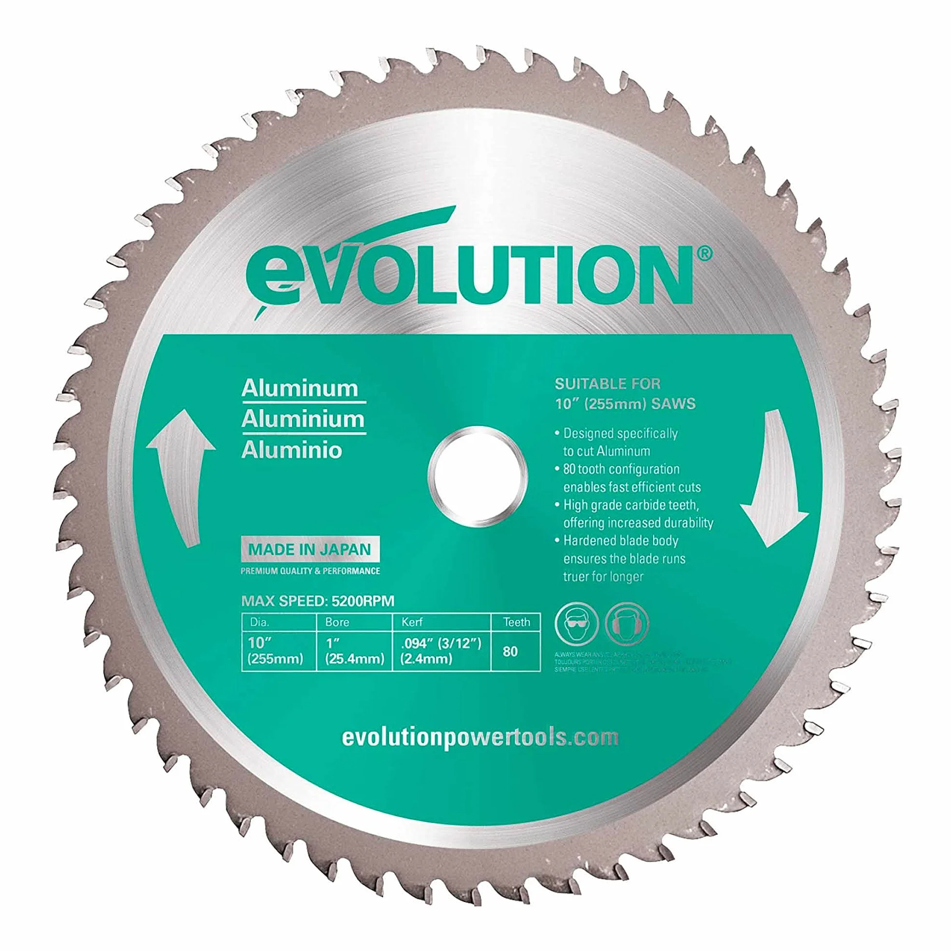 Evolution Power Tools Tarcza do cięcia aluminium A255TCT-80MS 255 mm do ukośnic i pilarek stołowych