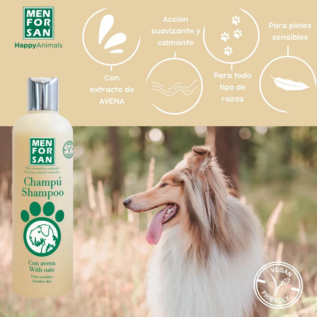 MENFORSAN Szampon dla Psów z Owsa | Działa Wygładzająco i Łagodząco | Dla Wrażliwej i Delikatnej Skóry | 100% Naturalny Owsianka | Delikatny Zapach | 300 ml