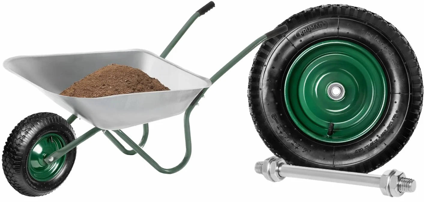 Koło Do Taczki Pompowane z Dętką 4.80/4.00-8 Felga Stalowa Podwójne Łożyska Kulkowe Obciążenie 200 Kg Czarne