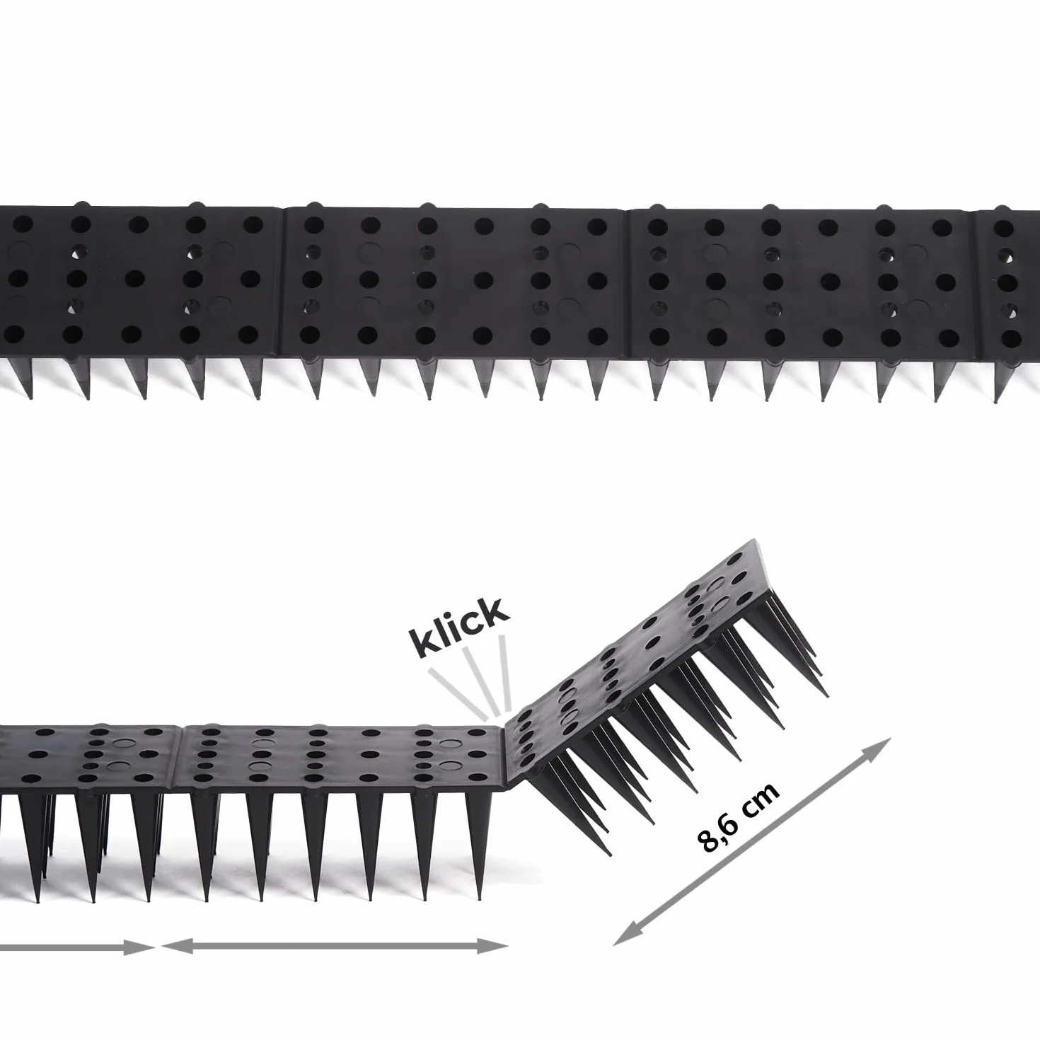 Kolce przeciwko gołębiom, odstraszacz dla balkonu, plastik, 52 x 4,2 cm, wysokość 3,5 cm (12 sztuk, 6,24 m, biały)