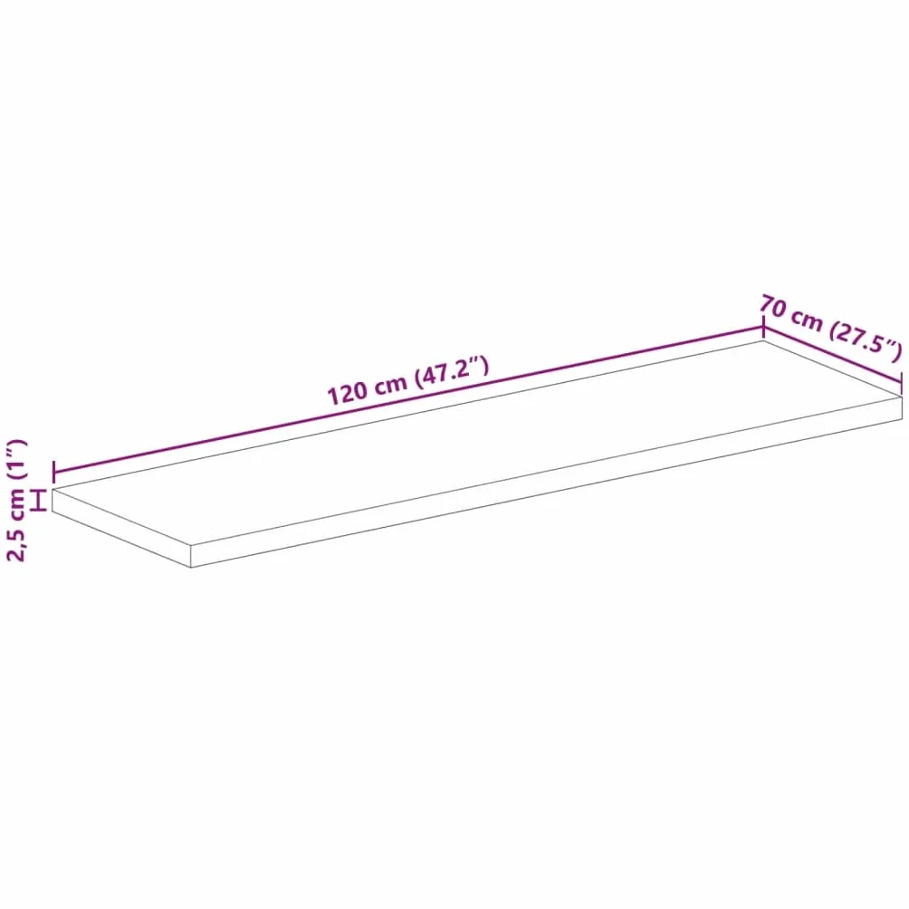 vidaXL Blat stołu, 120x70x2,5 cm, prostokątny, lite drewno mango, blat stołowy, drewniany blat stołu, blat na stół, blat na wymianę, blat do stolika