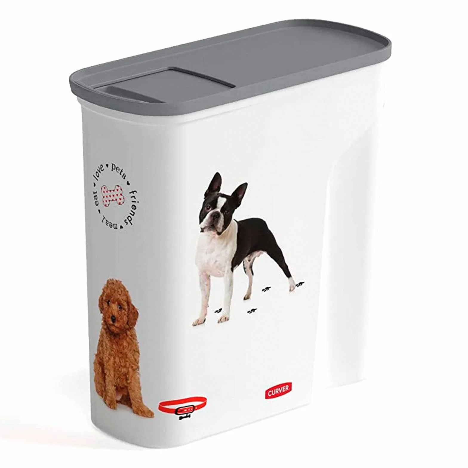 CURVER Domek do karmy dla psów - 2,5kg / 6L - Hermetyczne przechowywanie karmy dla psów i małych zwierząt - 28 x 12 x 28 cm - Biały