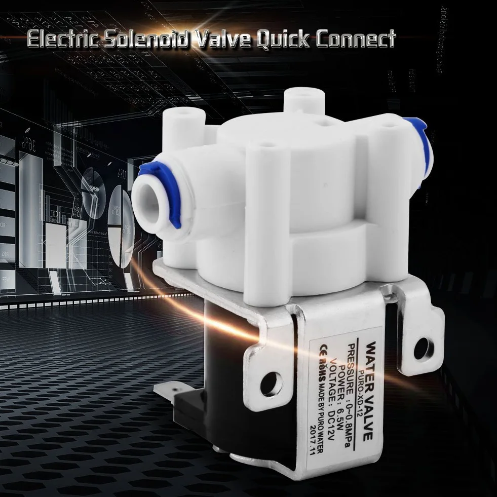 Zawór wodny ， Zawór wodny DC 12V 1/4 cala Szybkozłączka Elektrozawór wlotu wody Szybkozłączka Elektrozawór wody Normalnie zamknięty ， 0-0,8Mpa ， 6,5W