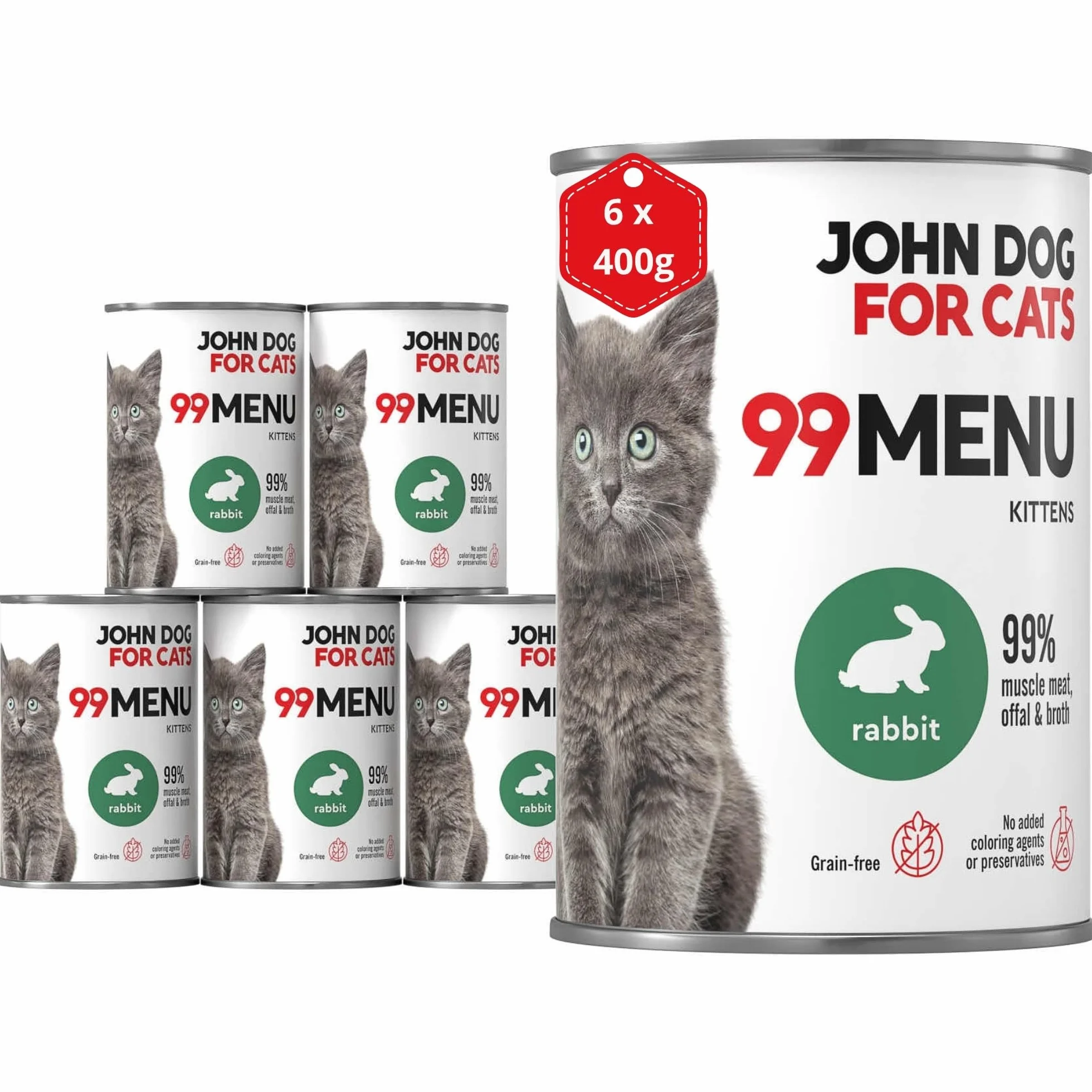JOHN DOG KARMA MOKRA for Cats 99 MENU KOCIAK KRÓLIK 400g*6