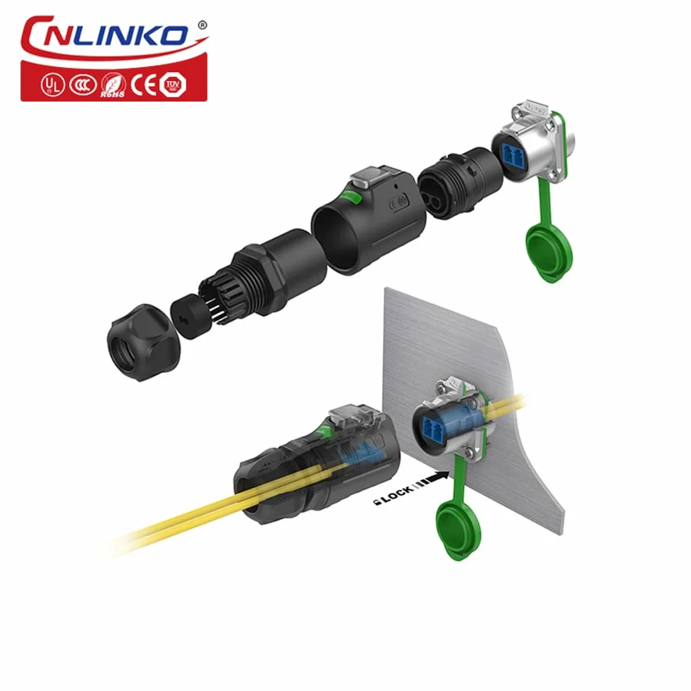 CNLINKO LP-24 złącze światłowodowe LC Single Mode Dual Core IP68 wtyczka optyczna wodoszczelna M24