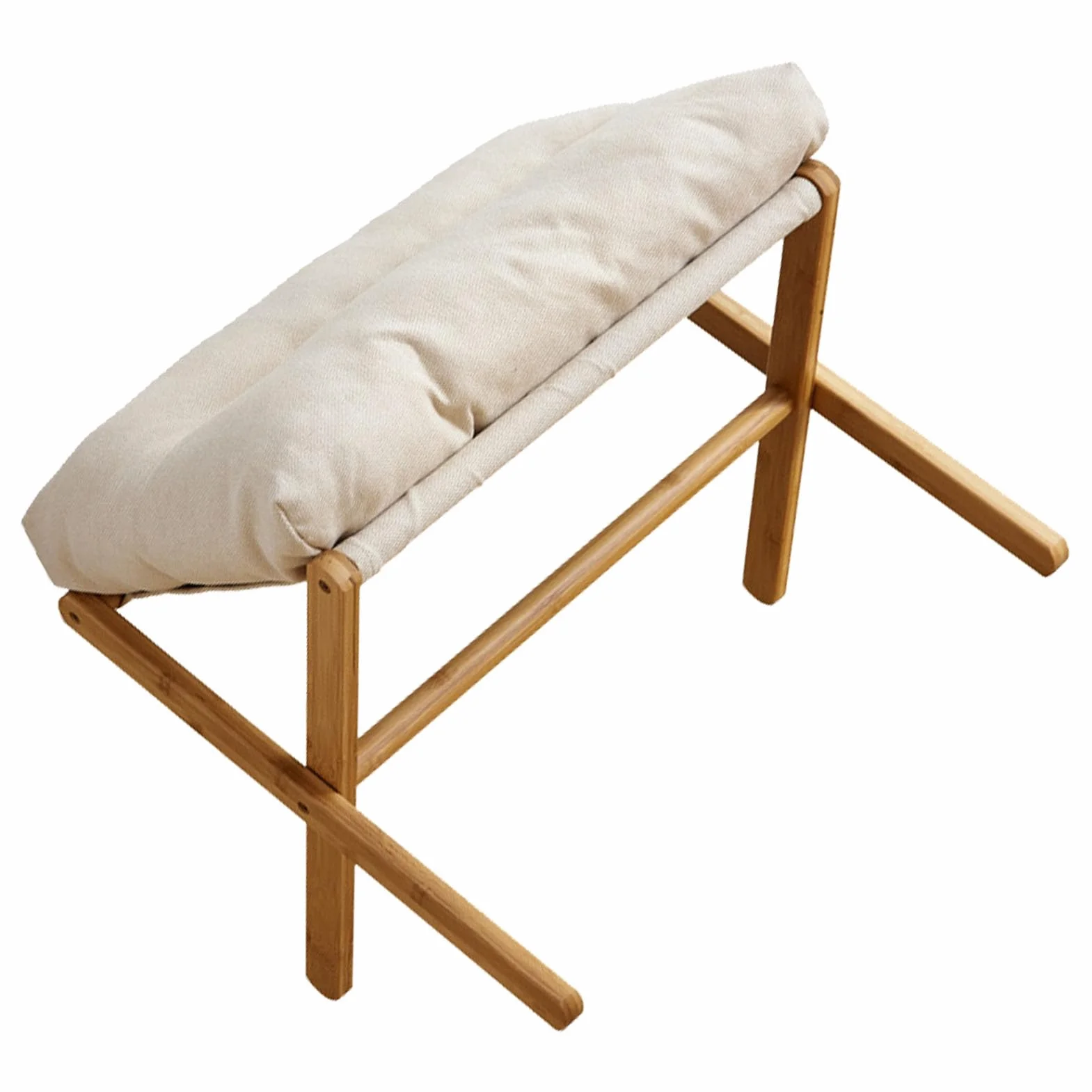 Foot Stool Składana X Noga Nowoczesna Wielofunkcyjna Stóp Odpoczynek z miękką poduszką do Salonu Sypialnia Biuro Kawa (Beżowy)