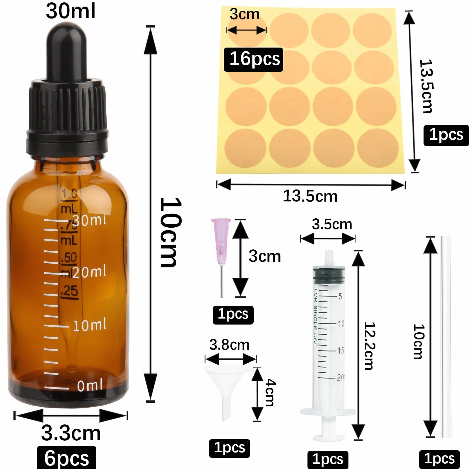 6 sztuk butelek z pipetą 30 ml, brązowe butelki z pipetą i skalą, szklane buteleczki z brązowym szkłem, olejek do eterycznych, olejek zapachowych, płynów