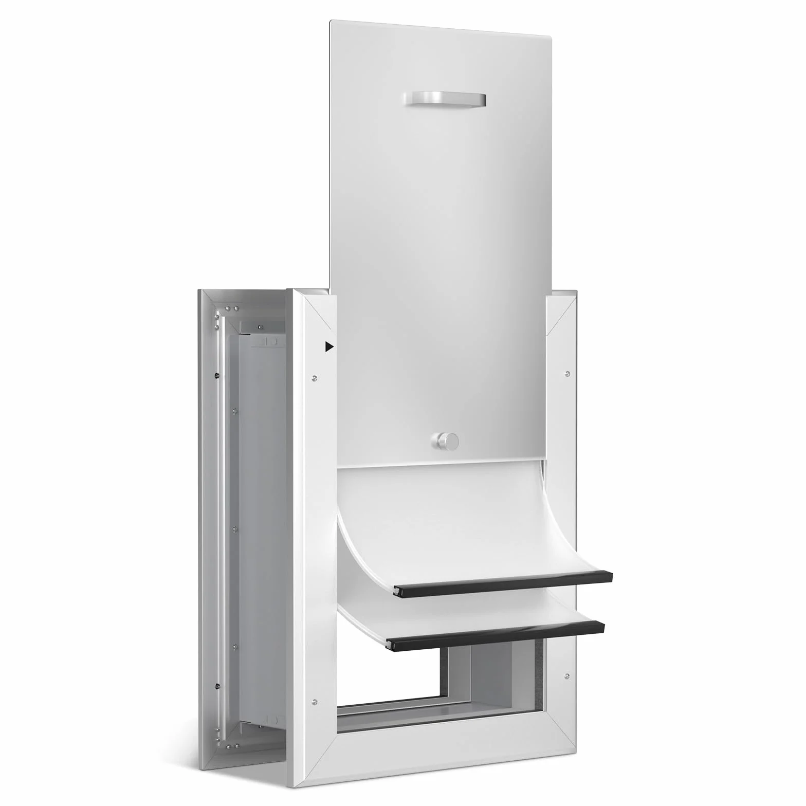 Ownpet Ekstremalna pogoda, energooszczędne aluminiowe drzwi dla zwierząt domowych z przesuwnym panelem zamka, zamykane drzwi dla psa na ścianę o grubości do 18,5 cm, podwójne klapy izolacyjne, duże