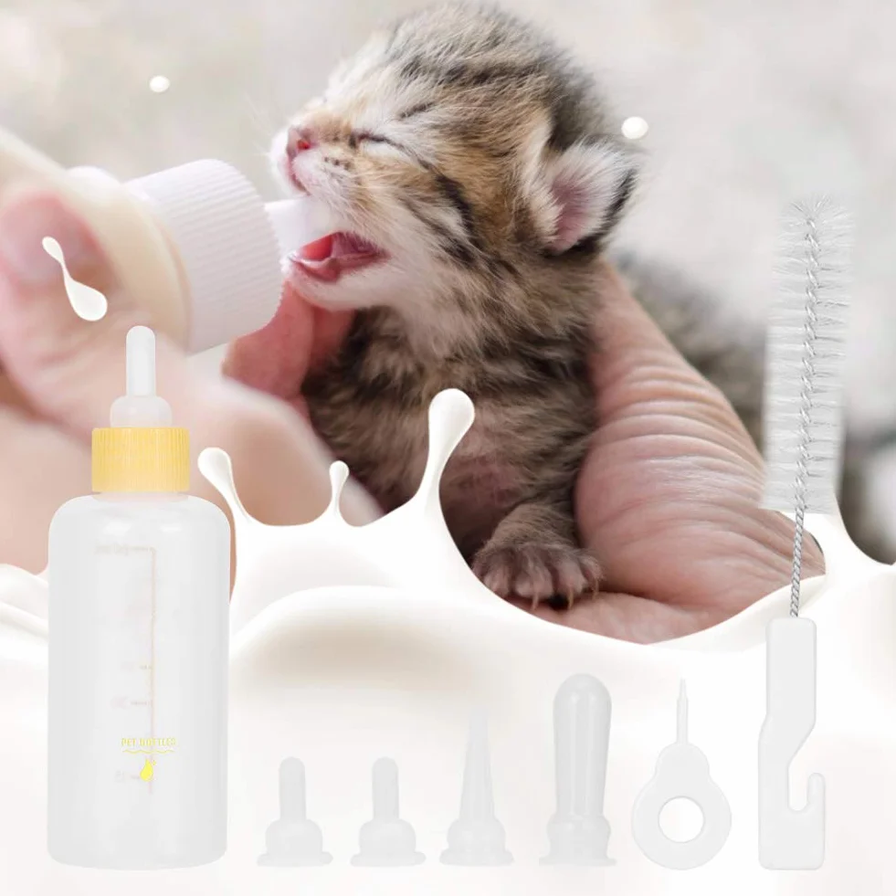 Butelka mlekzwierząt domowych 6 szt. 60 ml Butelka karmienia szczeniąt i kociąt mleka małych psói kotóZwierzęta domowe Szczeniak Butelka karmienia Butelka karmienia Zestaszczotek smoczkó(żółty)