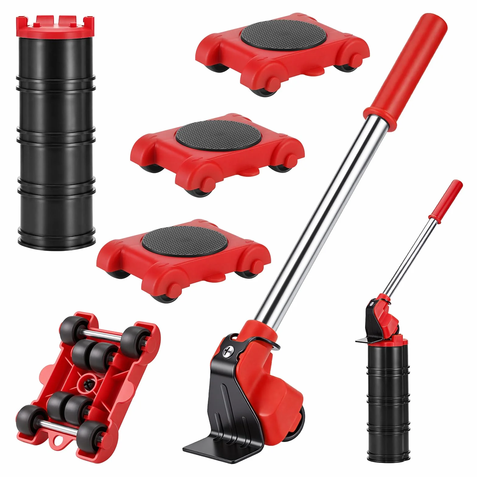 Mover ciężki mebel, podnośnik do ciężkich mebli z 4 suwakami i podnośnikiem, zestaw kółek do przenoszenia mebli do sofy, chłodnicy, fortepianu, lodówki, sofy