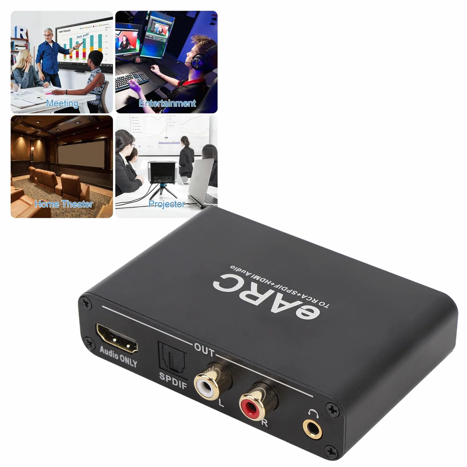 Ekstraktor Dźwięku EARC ARC, Ekstraktor Dźwięku HDMI ARC, Interfejs Multimedialny HD, Wyjście Optyczne 3,5 Mm, Adapter Multimedialny HD do Wzmacniacza Głośników HDTV