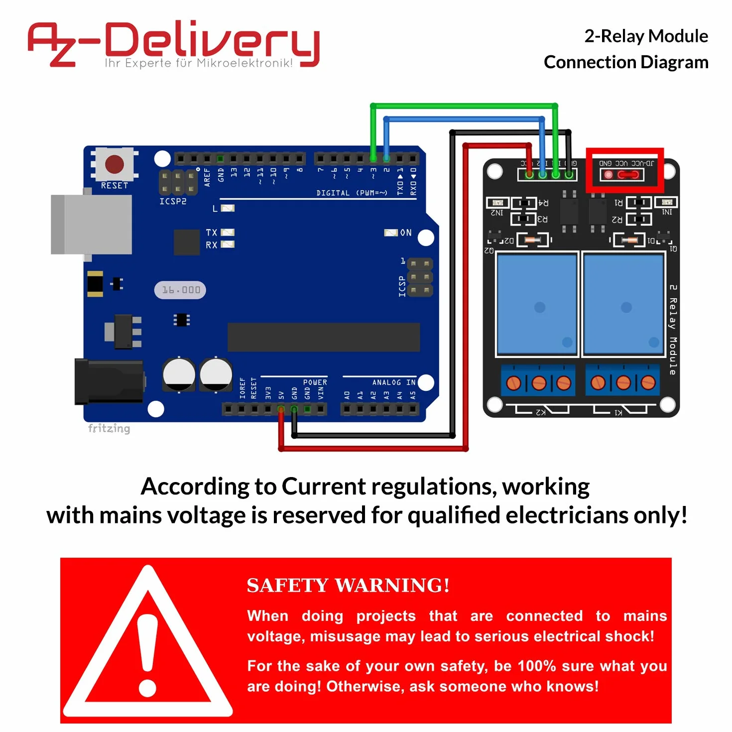 AZDelivery 2-Relay Moduł 5V z Optocoupler Low-Level Trigger kompatybilny z Arduino i Raspberry Pi w tym e-Book!
