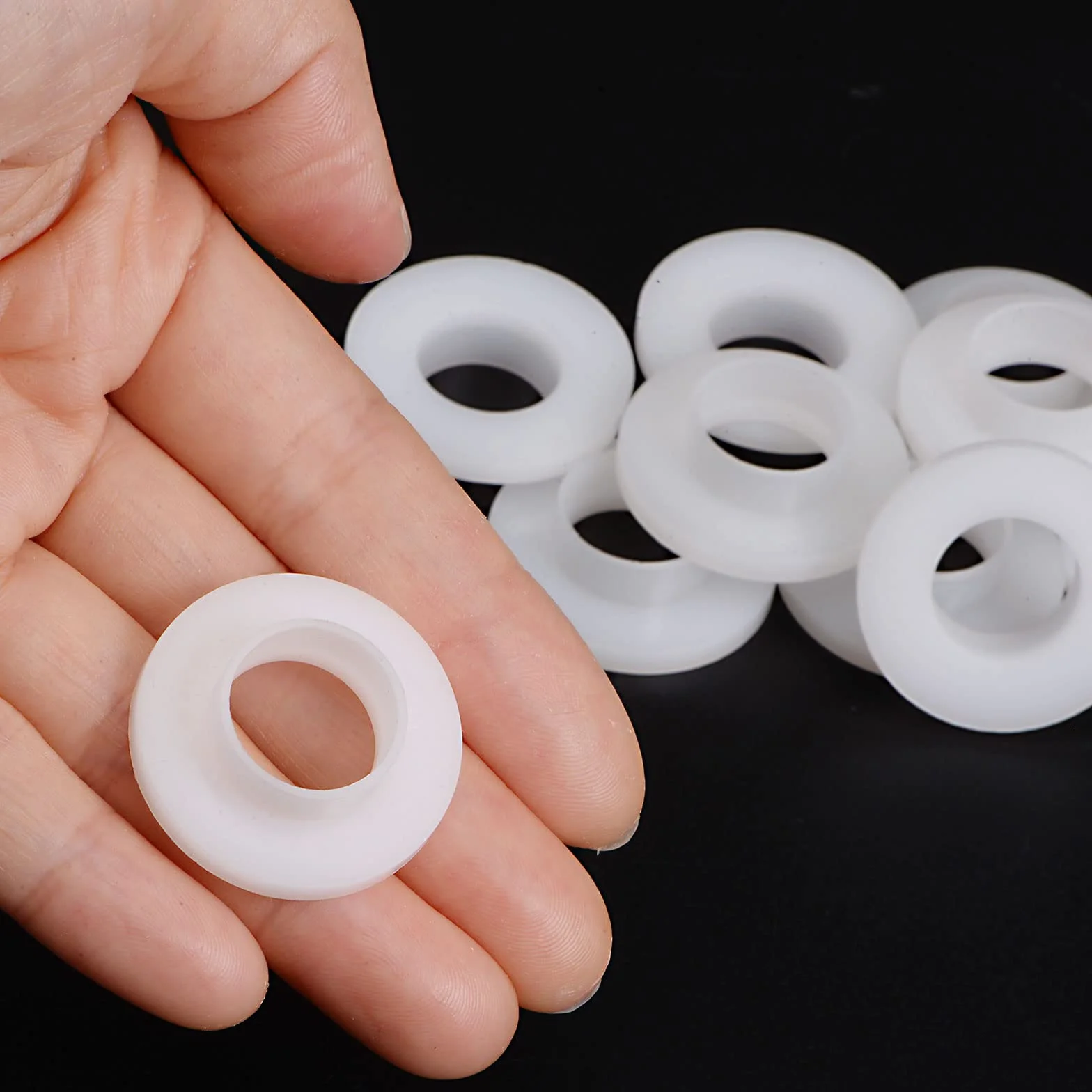 QUARKZMAN 10 szt. tuleja kołnierzowa łożysko 14 mm otwór 16 mm AD 8 mm długość nylonowe tuleje do wałka białe