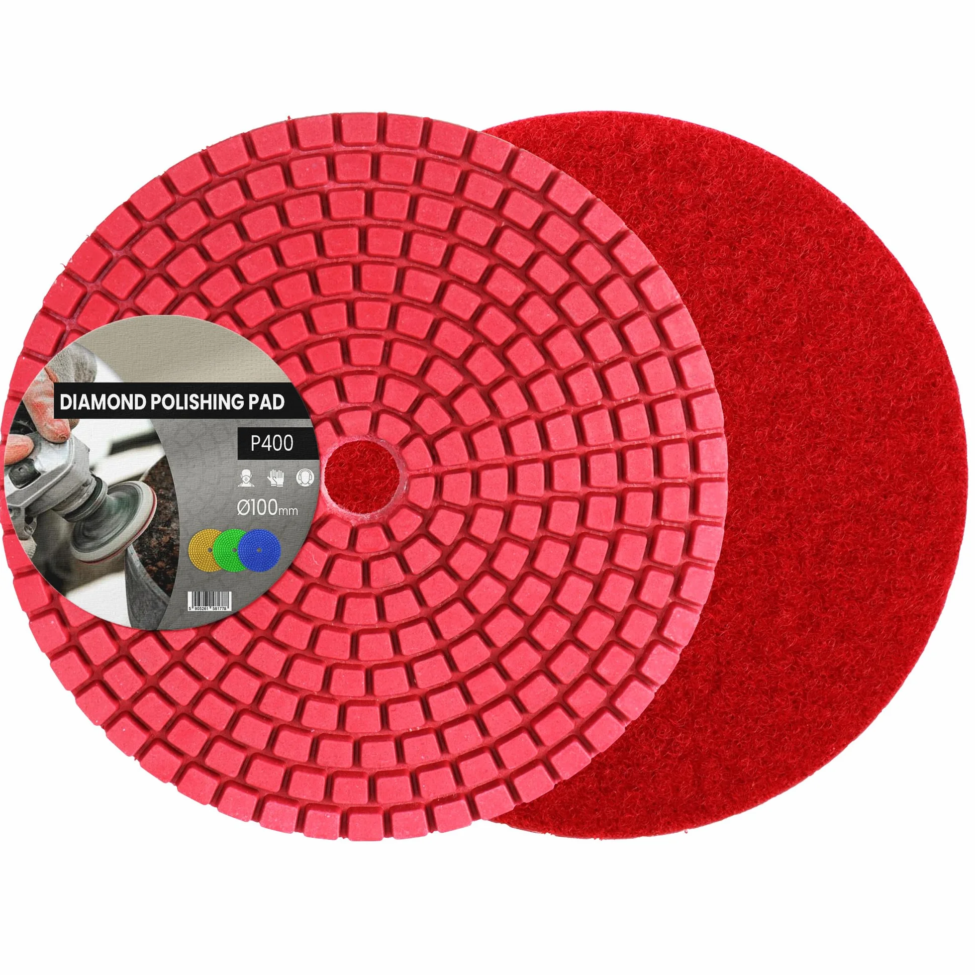 Tarcza Diamentowa Szlifierska 100 mm P400 Pad Polerski Polerowanie Diamentowe Kamienne Sucho Mokro Podkładka Polerska Granitu Marmuru Betonu Tarcze Elastyczne