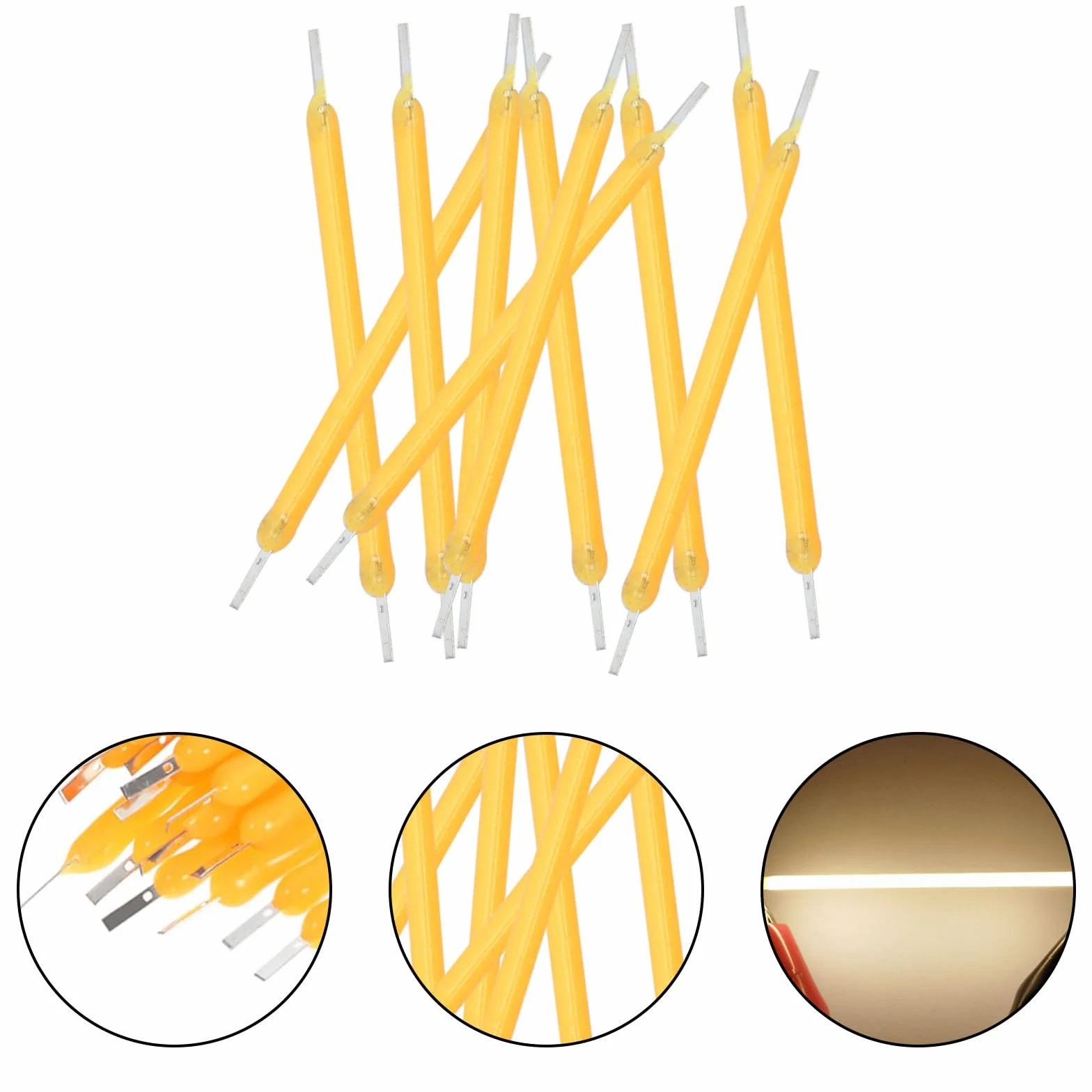 BAIFULAI 100 sztuk żarnika LED 3 V, 38 mm, żarnik z ciepłym światłem, 2700 K, twardy filament LED, części zamienne do żarówek LED, twarde LED