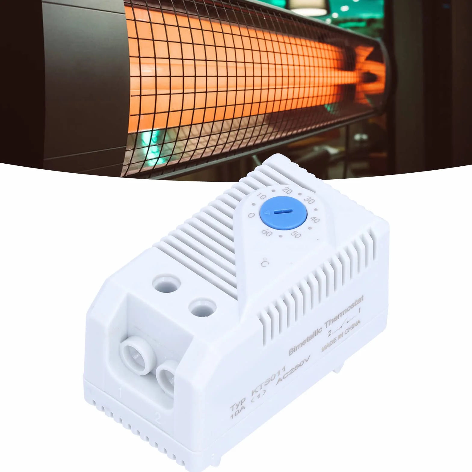 Mechaniczny Termostat KTS 011, Kontroler Bimetaliczny 0-60°C, Montaż Szyny DIN