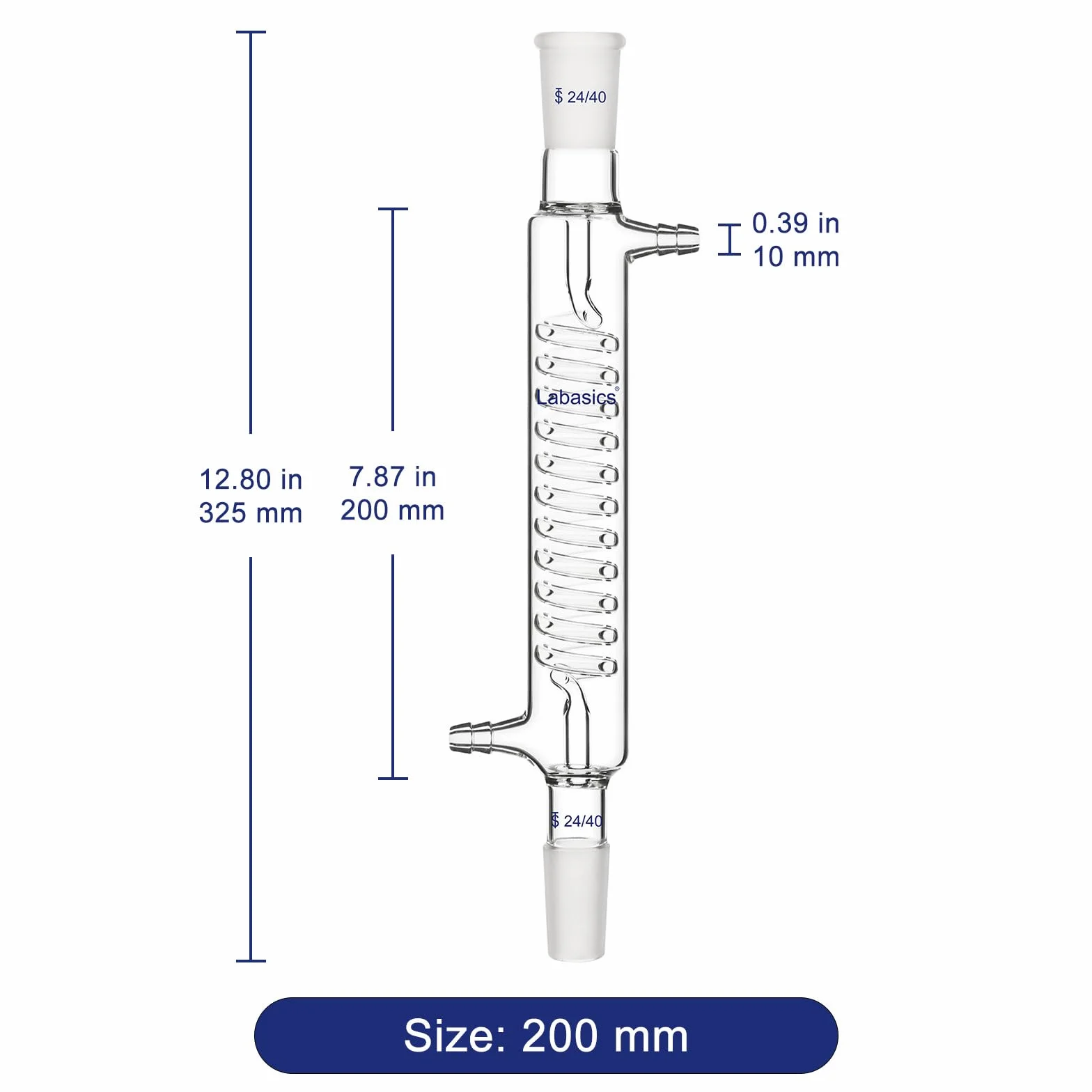 Labasics skraplacz Graham ze szkła borokrzemowego ze złączem 24/40 mm długość kurtki laboratoryjnej szklany kondensator