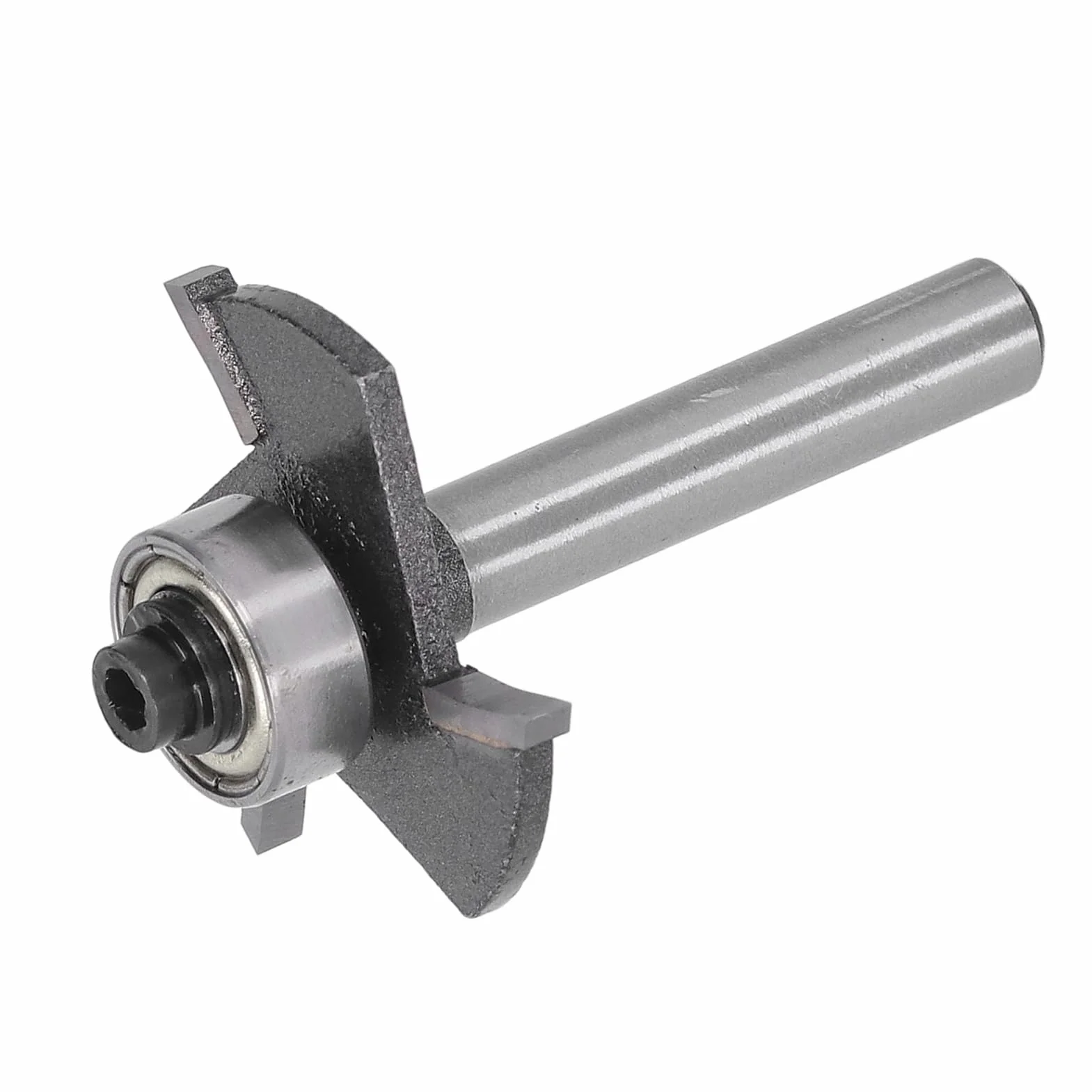 T Slot Router Bit,1/4in Shank 3/32in Cutting Height T Track Router Bit,3 Flute,with Bearing, for Plywood Slotting,Grooving,Rebating