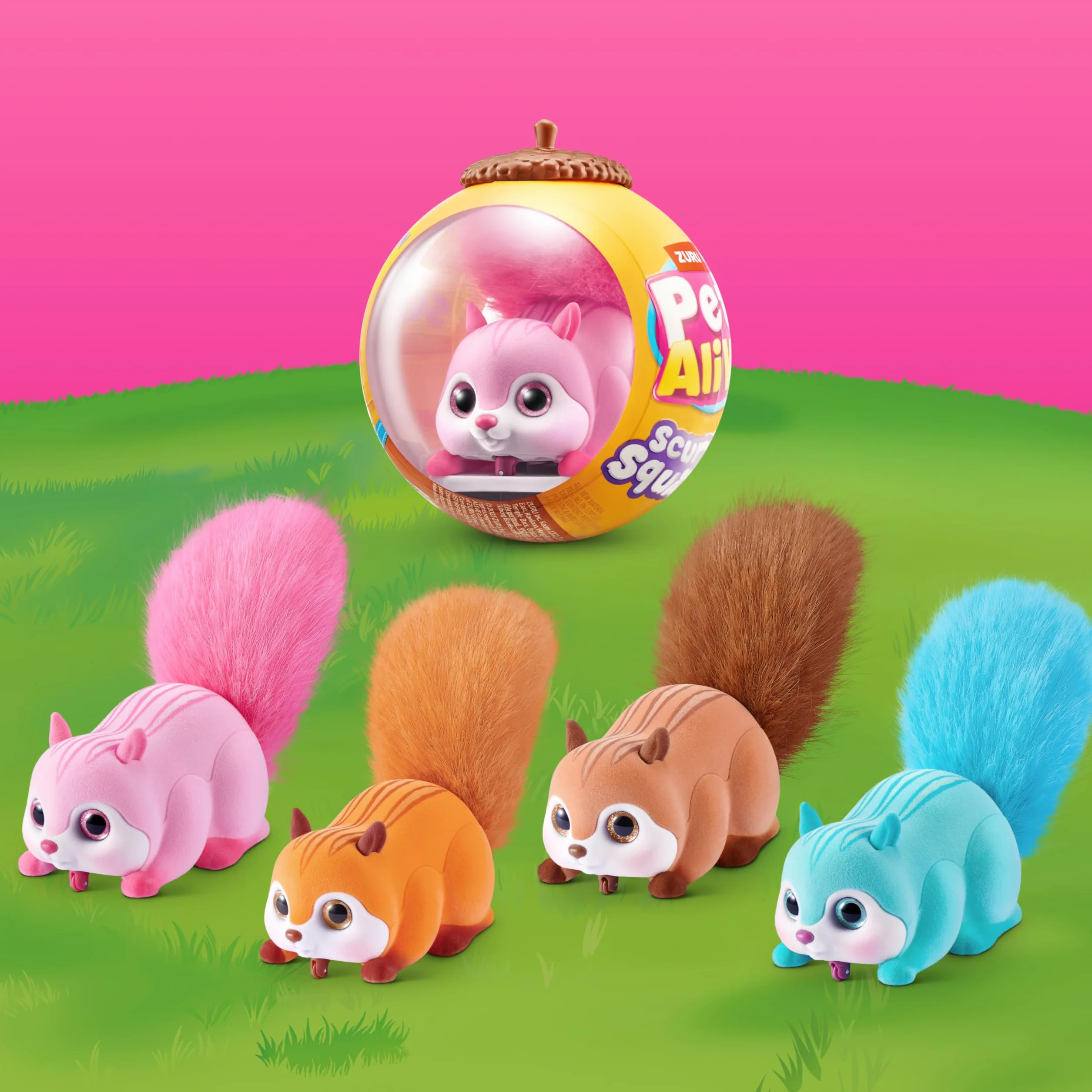 Pets Alive Scurry'n Squirrel Pink firmy ZURU – interaktywny robot zwierzak, ruchoma wiewiórka z realistycznymi mi i dźwiękami, od 2 lat