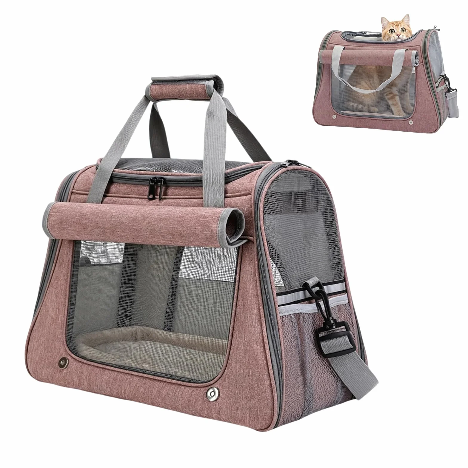 Torba transportowa dla kotów i małych psów, 45 x 25 x 34 cm Składana torba transportowa dla kota z paskiem na ramię i poduszką, torba transportowa dla kota i psa do 9kg, torba transportowa dla kota do