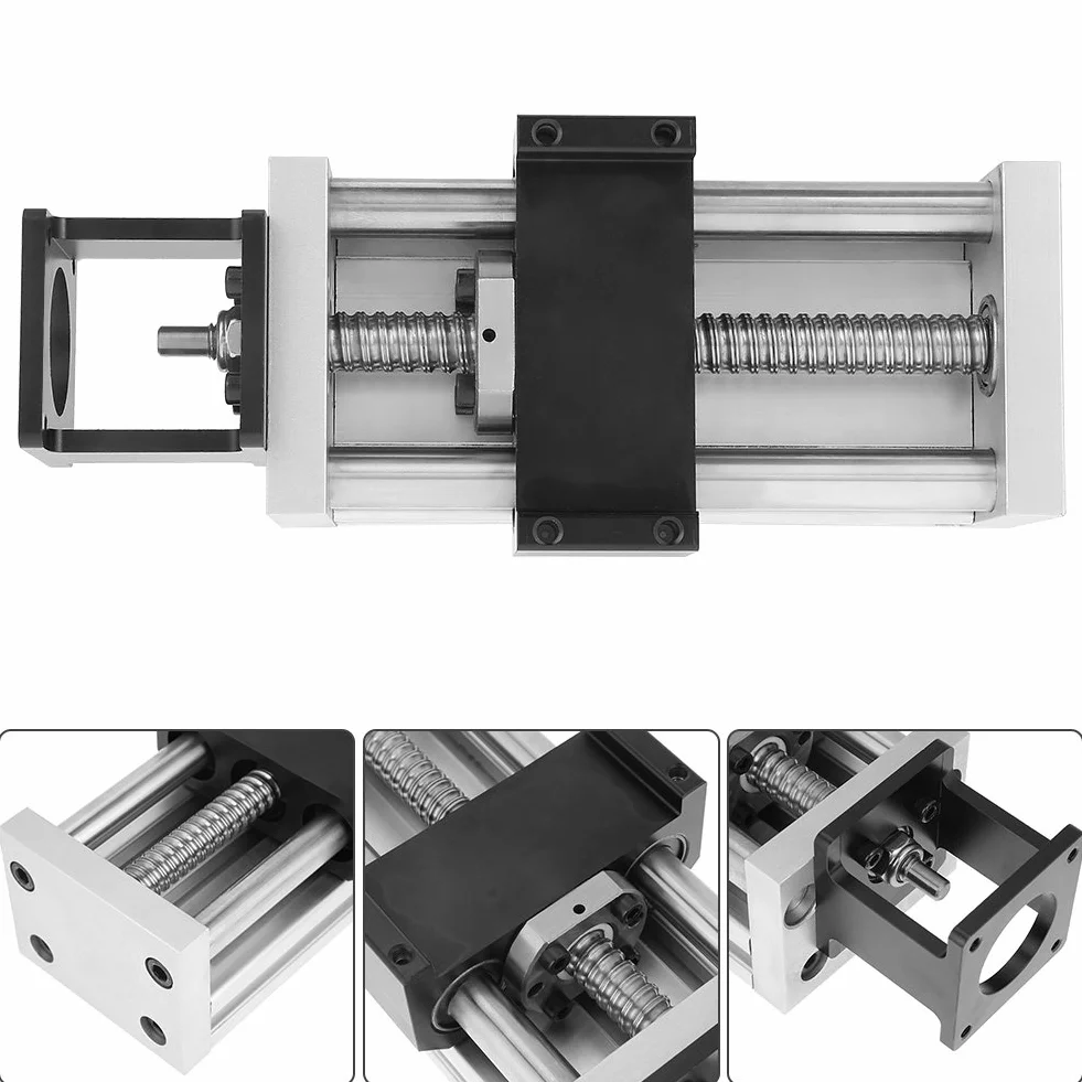 Moduł ruchu liniowego, wysoka ręczna śruba kulowa prowadnica liniowa prowadnica liniowa moduł skoku, stół przesuwny CNC 100 mm / 3,9 cala
