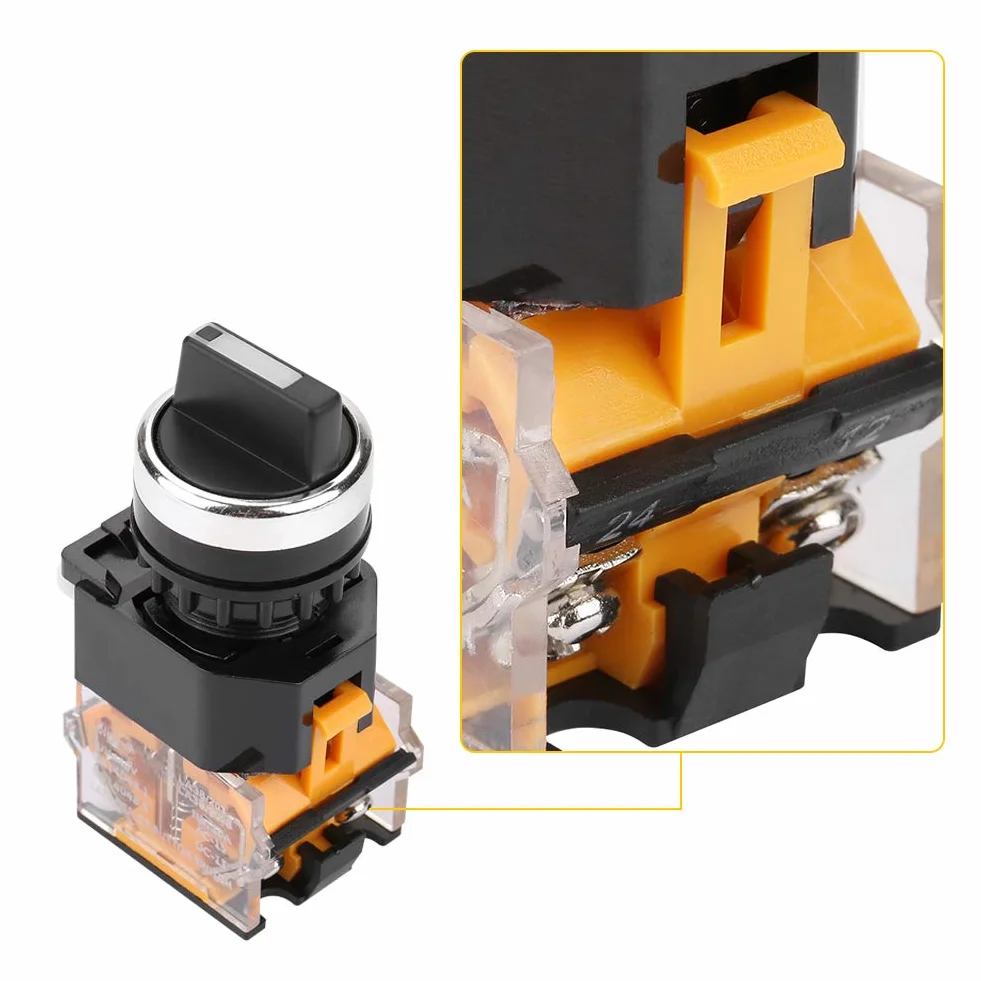 Przełącznik obrotowy LA38 20X3 22mm 10A 3-pozycyjny selektor 2NO selektywny utrzymywany z długim uchwytem do pilota zdalnego sterowania - Przełącznik 22mm