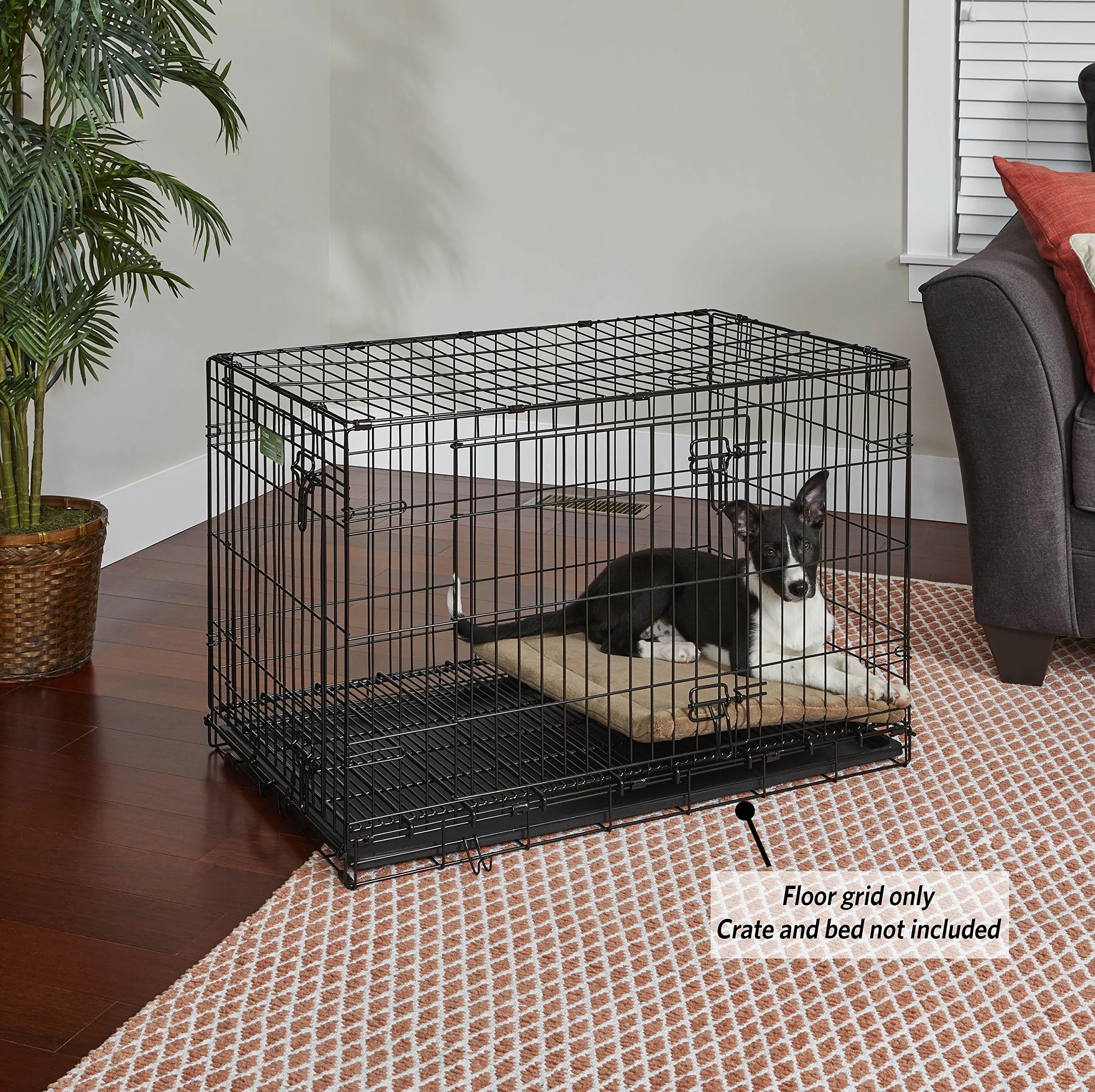 MidWest Homes for Pets Kratka podłogowa do klatki dla psa zapewnia podnoszenie z zakrzywioną śrubą przesuwną zatrzask, model FG36B, czarny