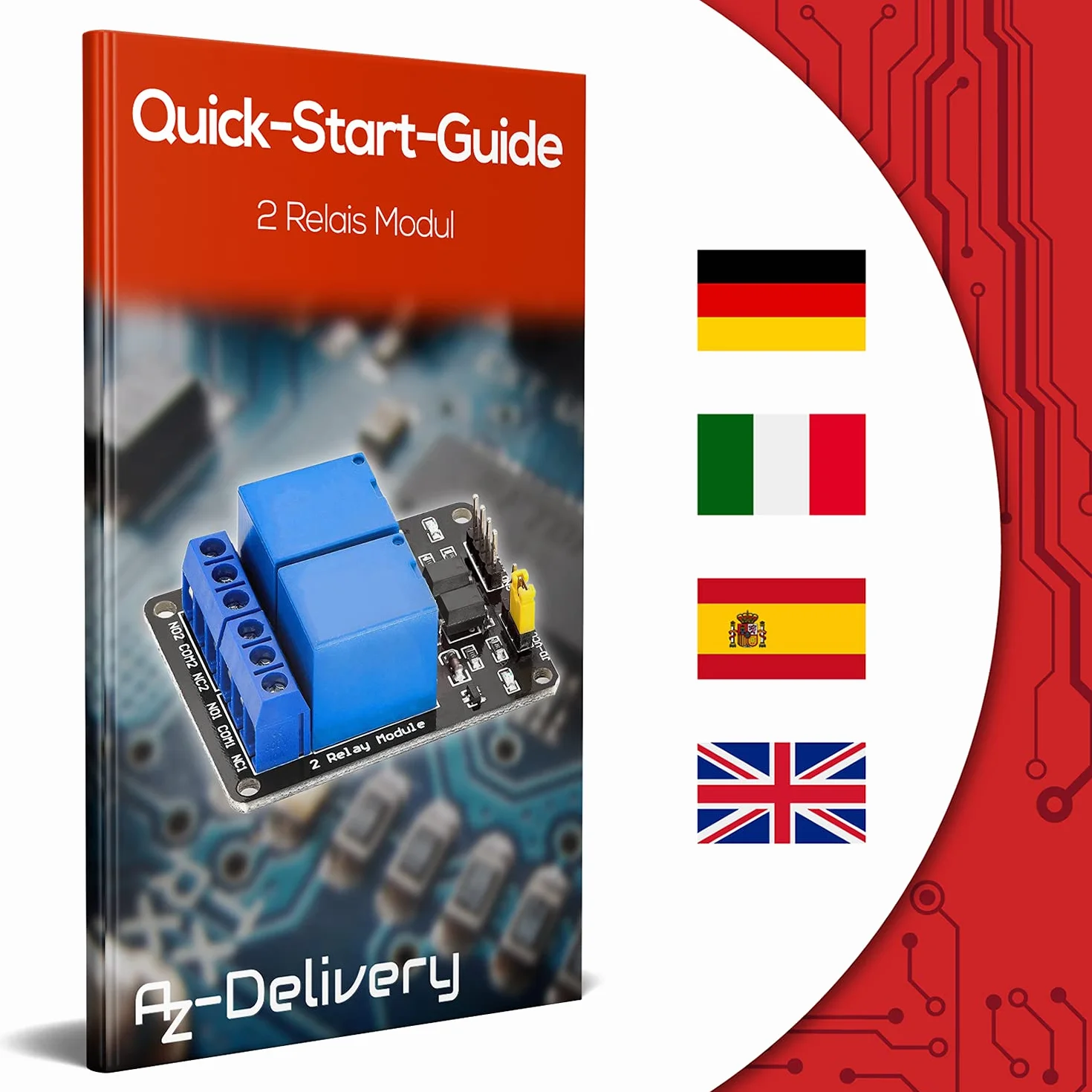 AZDelivery 2-Relay Moduł 5V z Optocoupler Low-Level Trigger kompatybilny z Arduino i Raspberry Pi w tym e-Book!