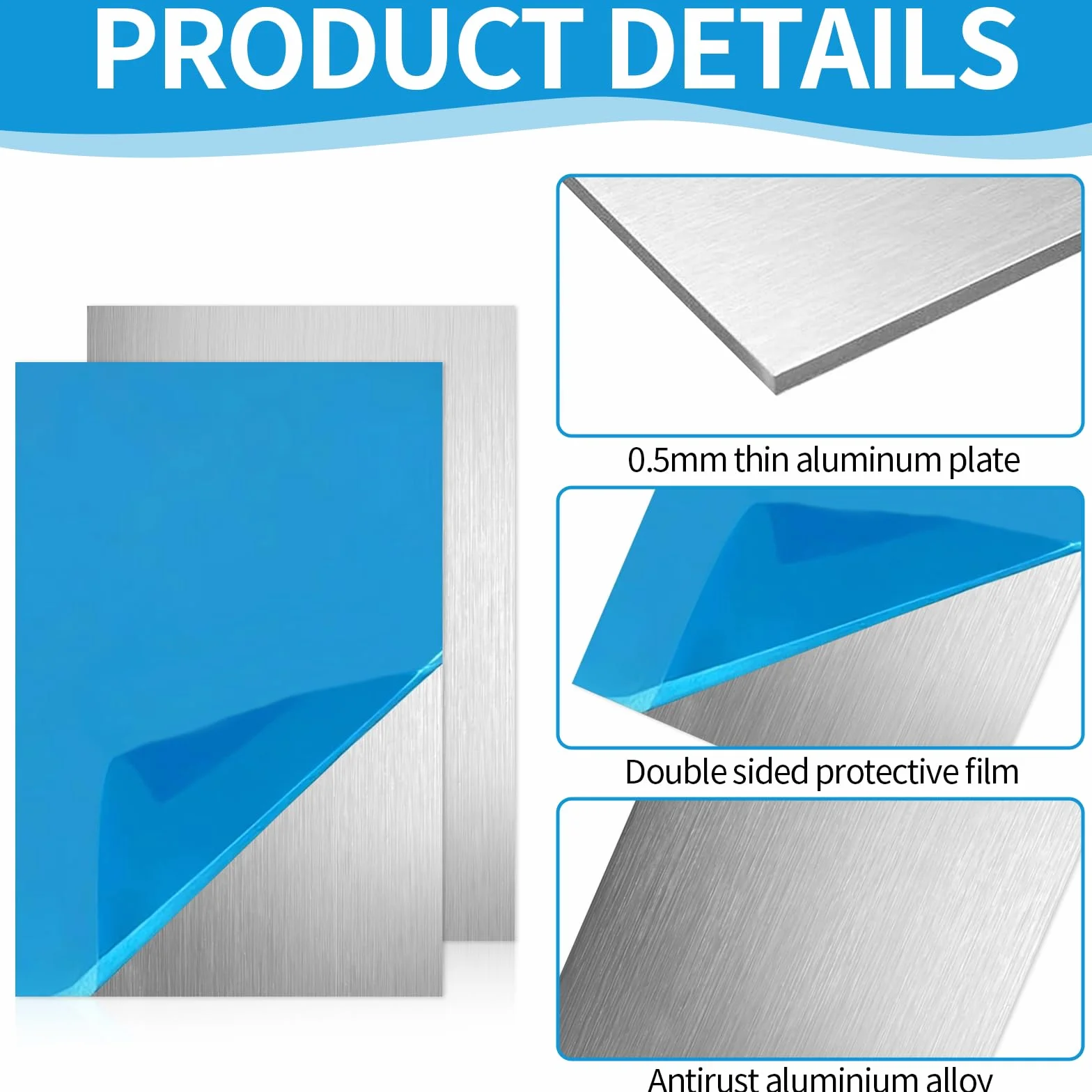 Blacha aluminiowa 0,5 mm 30x20 cm płyta z folią ochronną 8 sztuk
