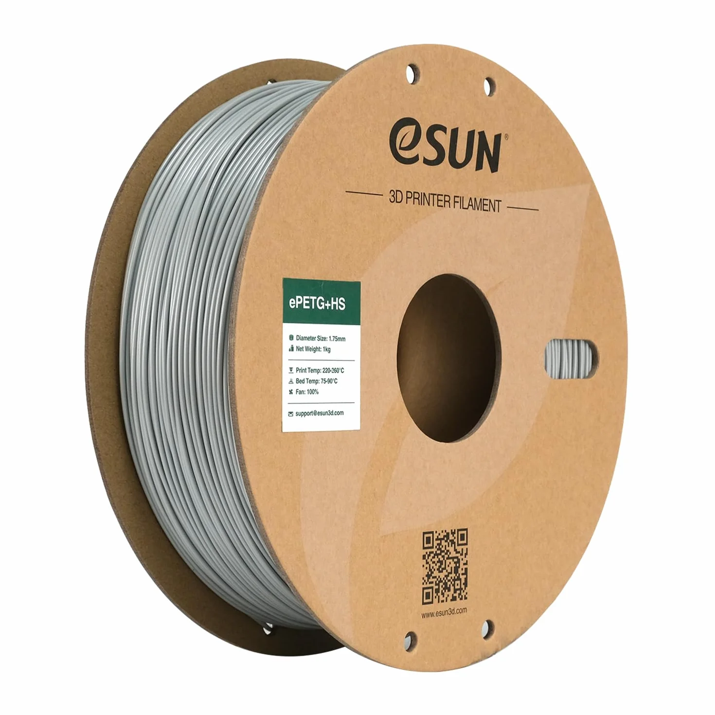eSUN PETG Filament 1.75mm, Szybka Drukarka 3D, Dokładność +/- 0.03mm, Szpula 1KG (2.2 LBS) Srebrny PETG