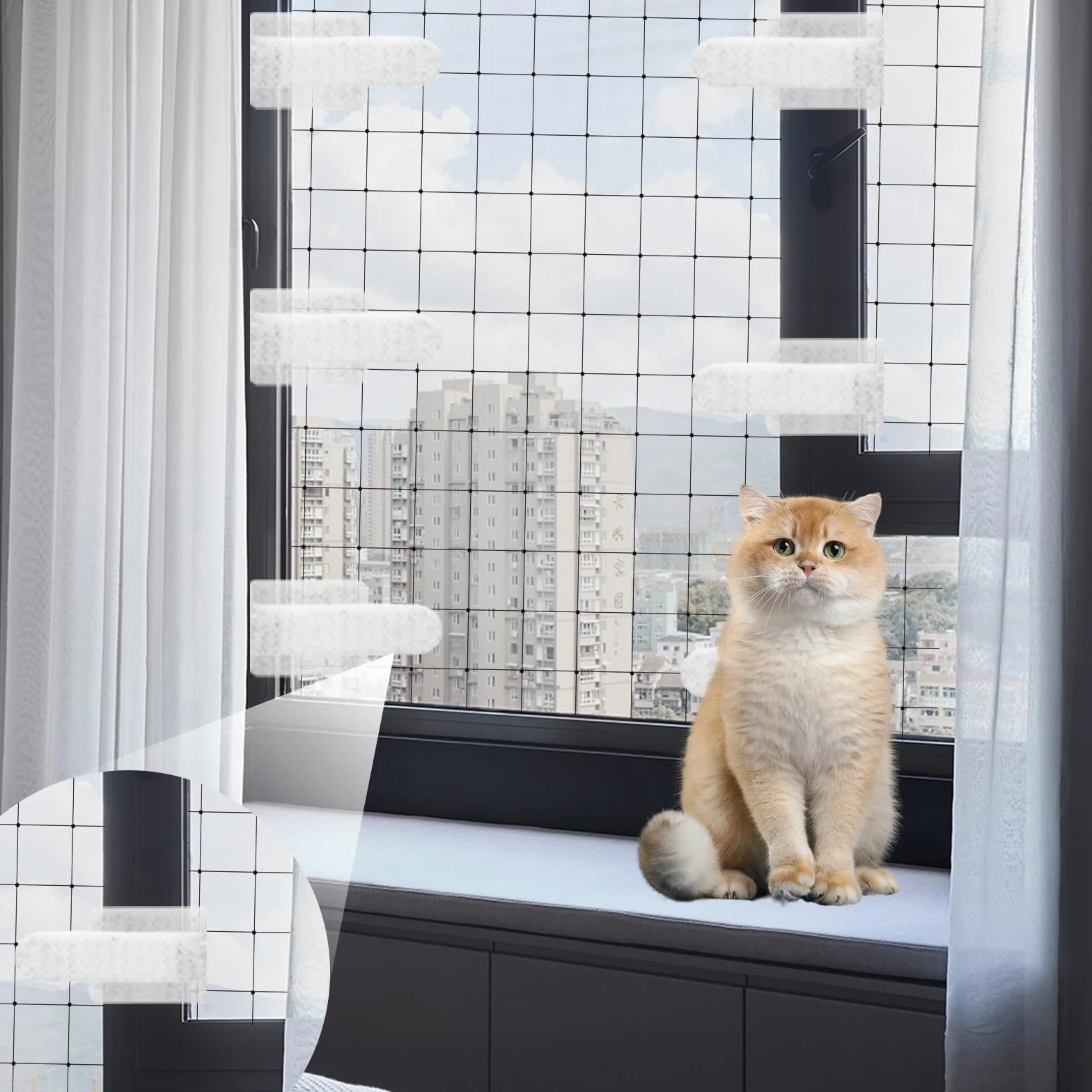 60 sztuk haczyków samoprzylepnych do siatki dla kotów, na zewnątrz, do siatki dla kotów, na balkon, do mocowania siatki dla kotów, na balkon, bez wiercenia, haki samoprzylepne