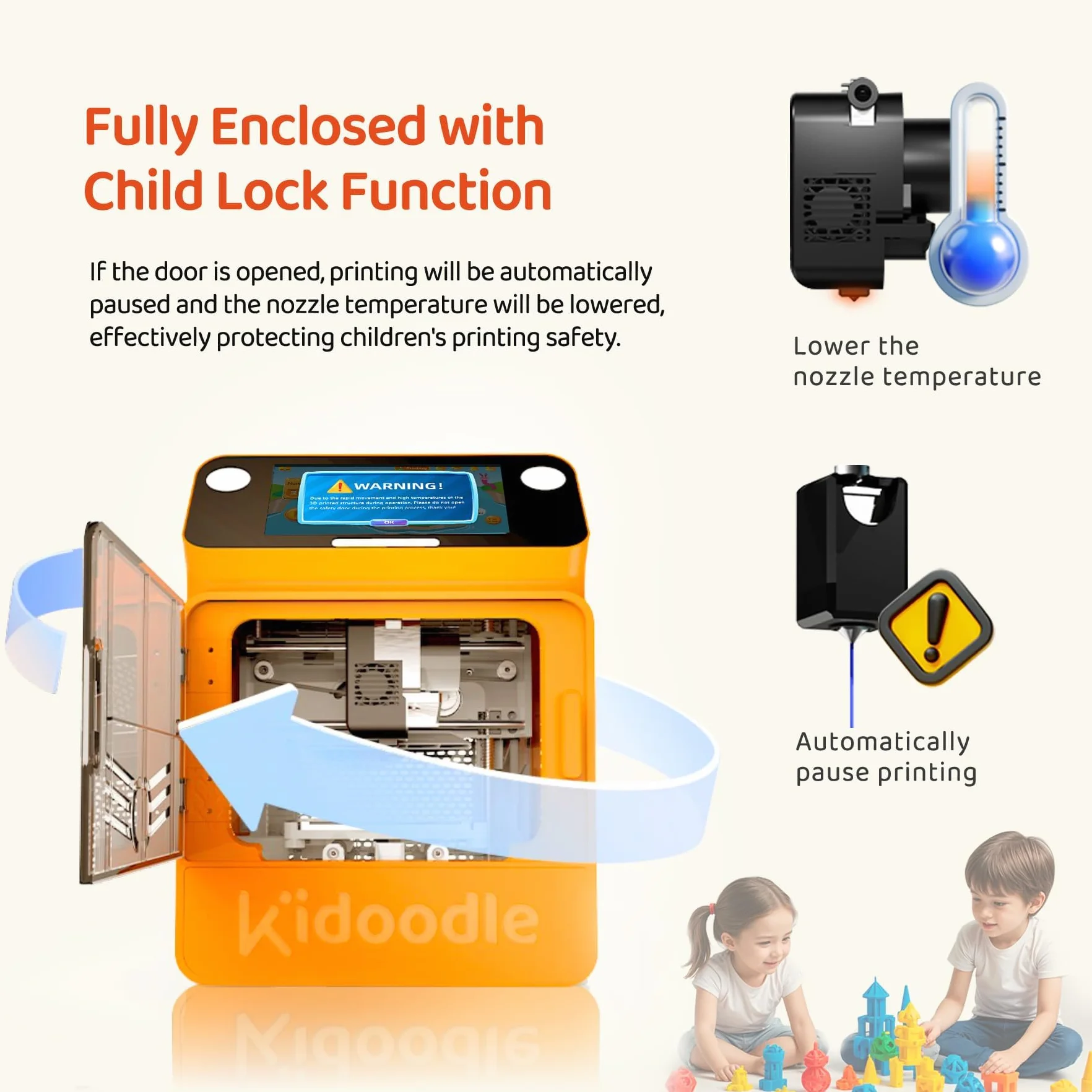 Mini drukarka 3D Kidoodle dla dzieci 600 mm/s ekran dotykowy 5"