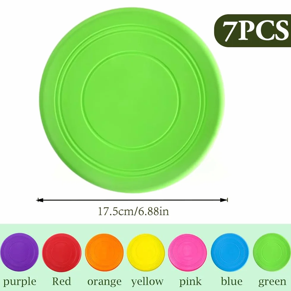 7 sztuk silikonowych krążków dla psów, frisbee, miękka gumowa podkładka, latająca podkładka do treningu psów na lądzie i wodzie, do treningu psa, rzucanie, łapanie, zabawa, odporna na