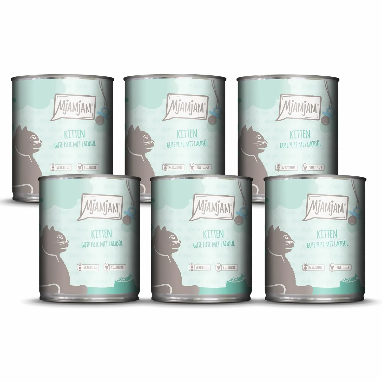 MjAMjAM - Mokra karma premium dla kotów - Kitten good indyk z olejem z łososia, 6 opakowań (6x800g), bez zbóż