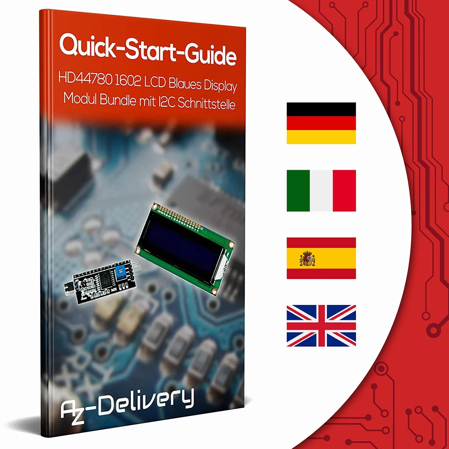 AZDelivery HD44780 16x2 LCD Moduł Wyświetlacz Bundle z I2C Interfejs 2x16 znaków w tym E-Book! (z niebieskim tłem i białymi znakami) kompatybilny z Arduino i Raspberry Pi w tym e-Book!