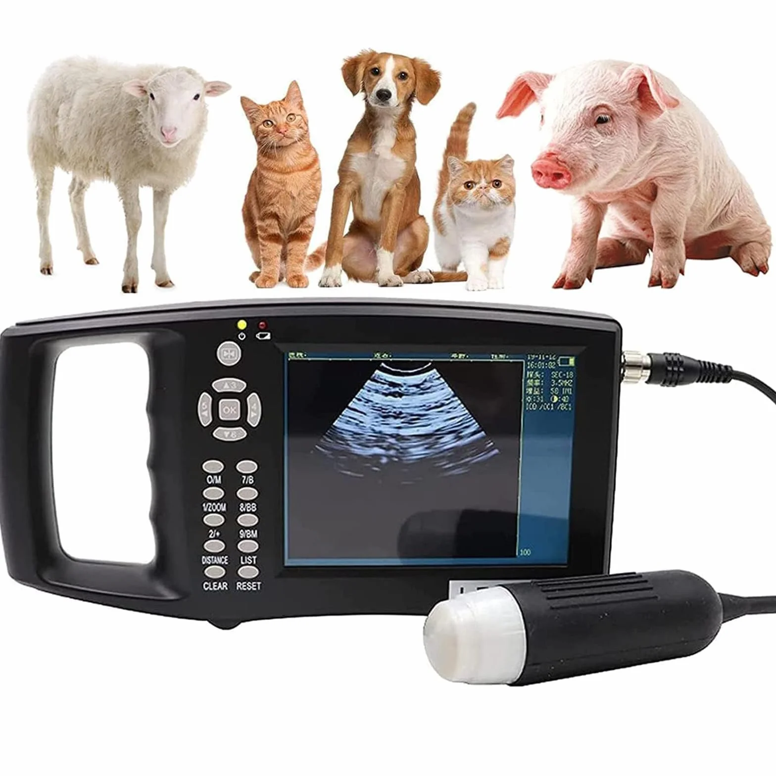 LTSRLL Veterinary Ultrasound Skaner, skaner ultrasonograficzny w celu ręcznego pomocy ciążowej dla weterynarzy, maszyna do skanera ultradźwiękowego z sondą 3,5 MHz dla świń lub owczych